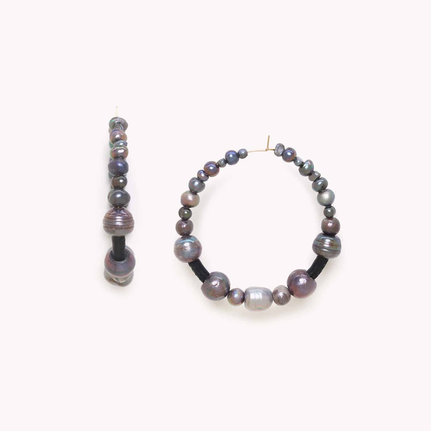 Boucles d'oreilles Blue Pearl perles de culture laiton 12--79410 Nature Bijoux