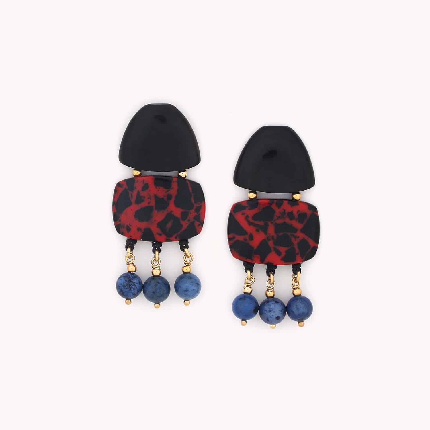 Boucles d'oreilles Vesuvio top corne noire 12--79713 Nature Bijoux