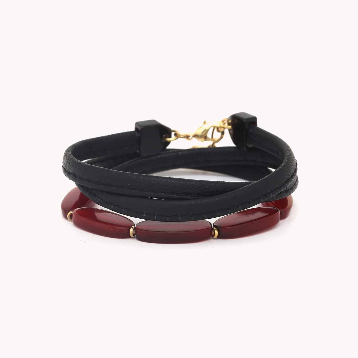 Bracelet Tananarive en corne cuir laiton 13--43963 Nature Bijoux