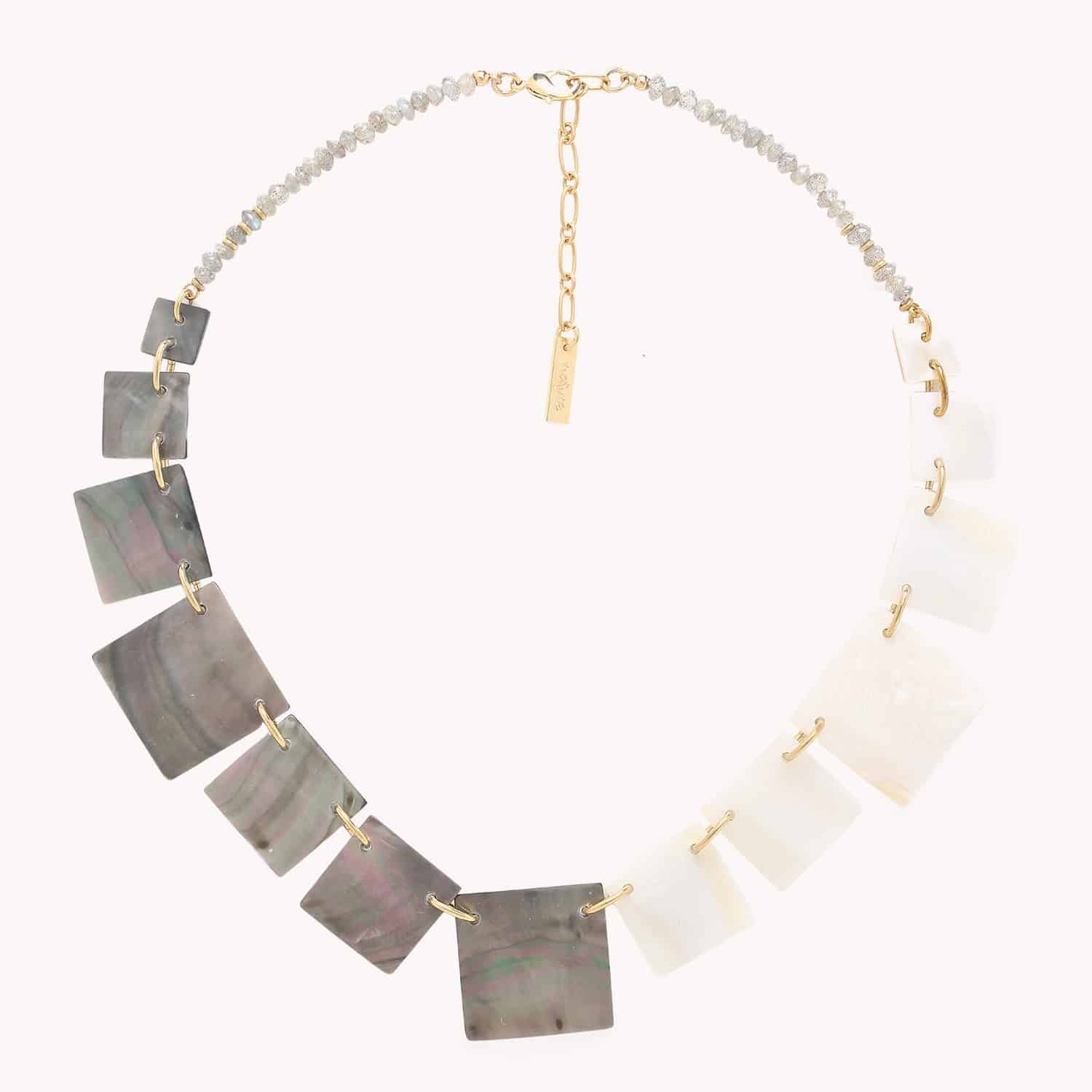 Collier Capablanca plastron labradorite laiton 15--43350 Nature Bijoux