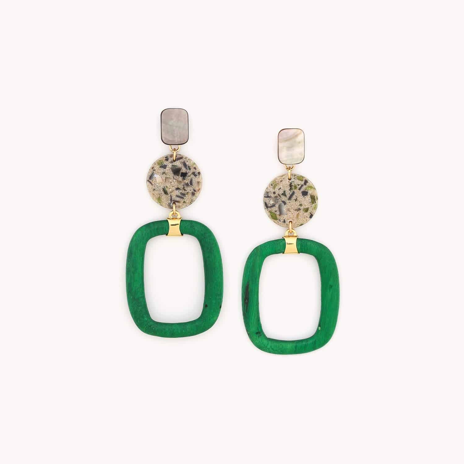 Boucles d'oreille Nature Bijoux Calvi Terrazzo Vert 12--79603