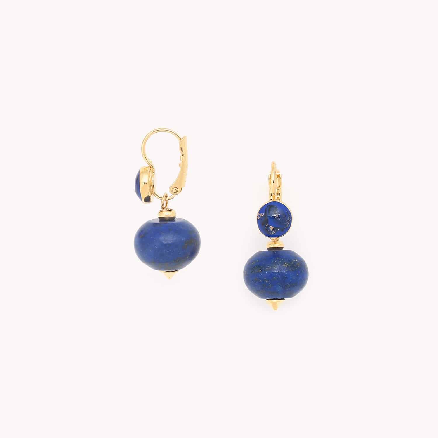 Boucles d'oreilles dormeuses détail lapis-lazuli 12--79750 Nature Bijoux