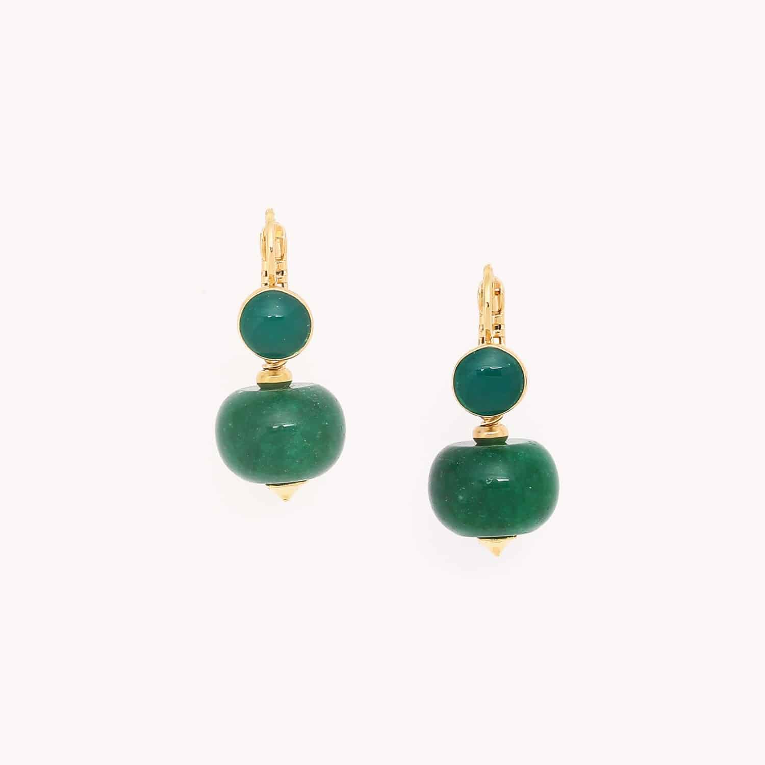 Boucles d'oreilles Pebbles dormeuses jade vertes 12--79753 Nature Bijoux