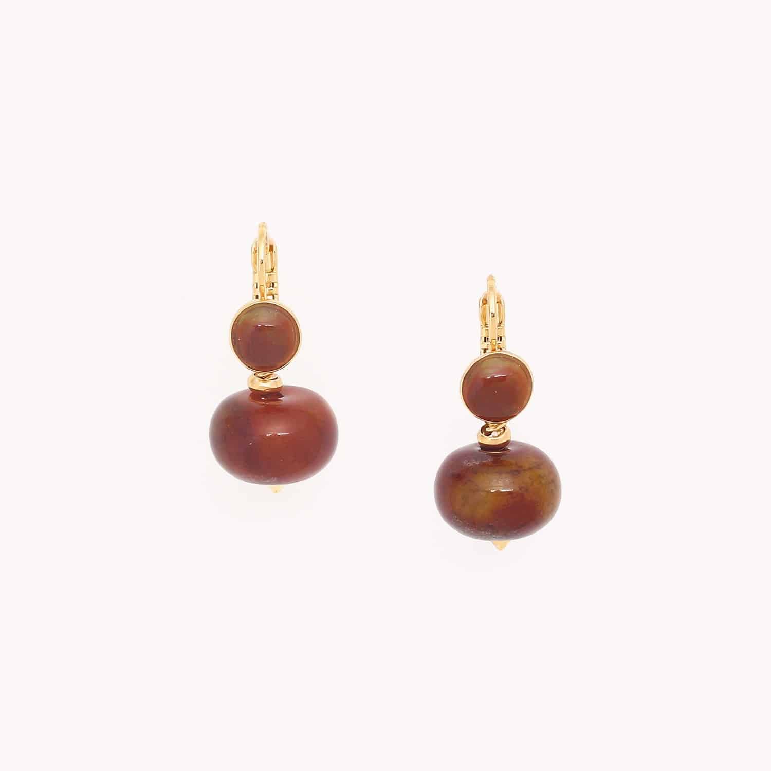 Boucles d'oreilles Nature Bijoux Pebbles Agate Marron 12--79757