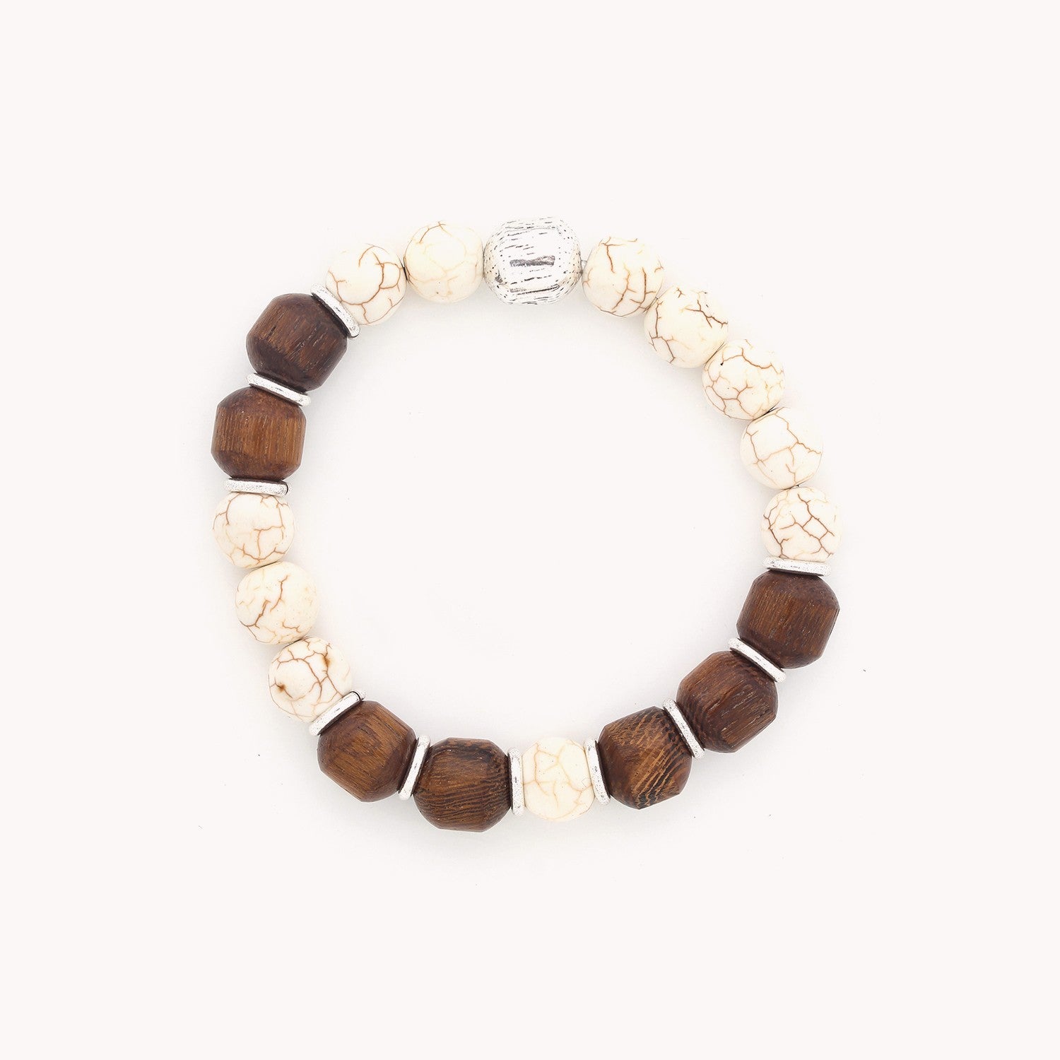 Détail perles howlite naturelle 13--43907 Nature Bijoux