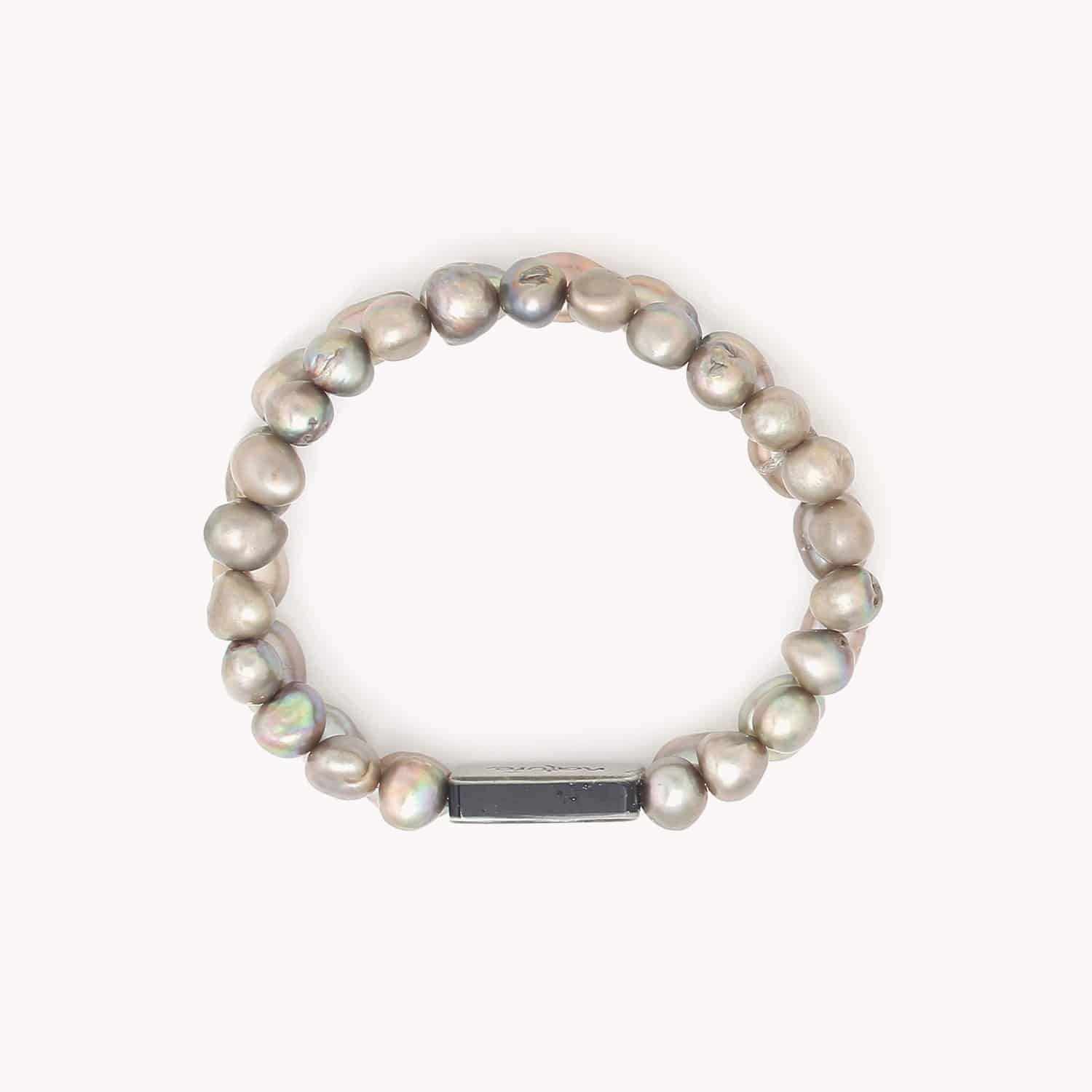 Bracelet détail perles grises extensible 13--43971 Nature Bijoux