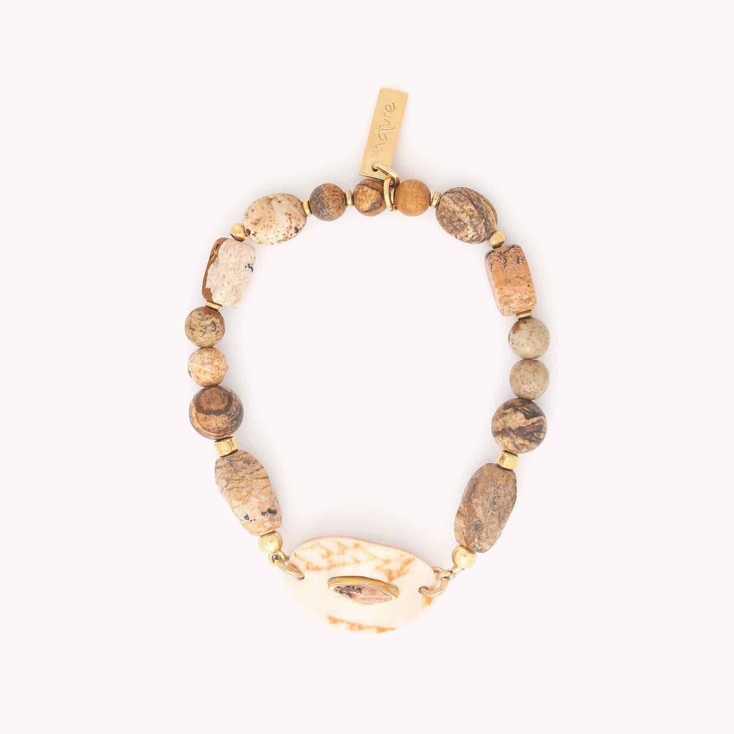 Détail jaspe paysager bracelet extensible 13--44001 Nature Bijoux