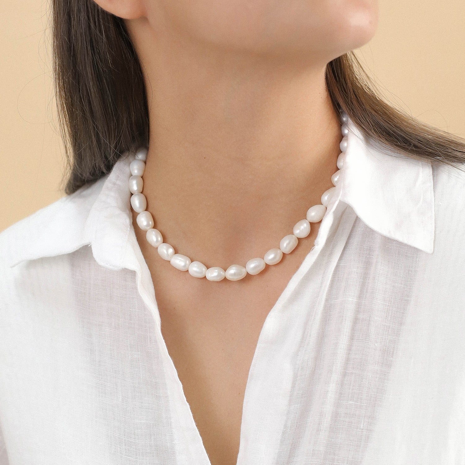 Détail perles de culture collier simple Moonlight 15CP43133 Nature Bijoux