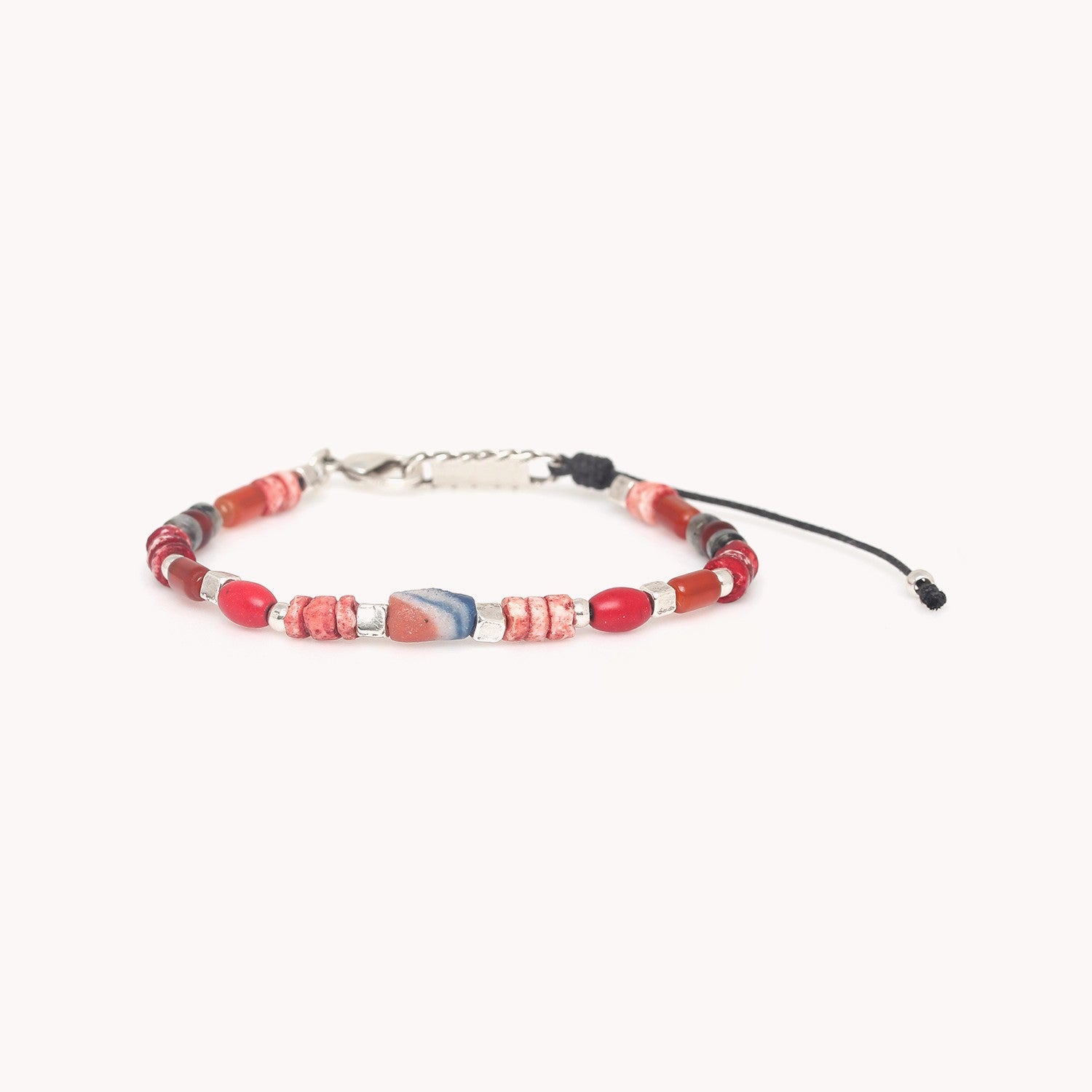 Bracelet Sauvage Homme en howlite rouge et cornaline 13--43934 Nature Bijoux