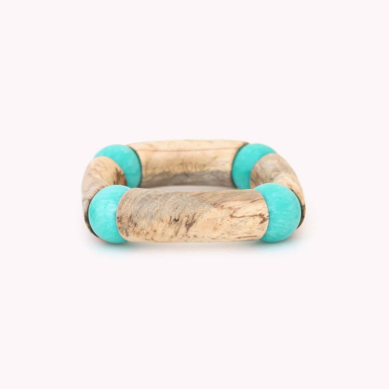 Bracelet Nature Bijoux Soroban tamarinier et perles turquoises 13--44051
