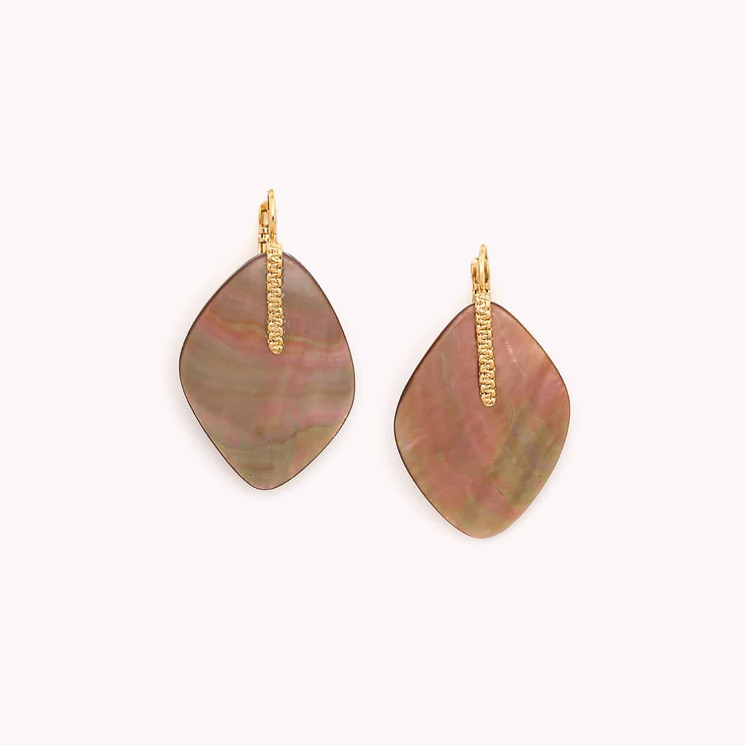 Boucles d'oreilles Broceliande nacre brune 12--79910 Nature Bijoux