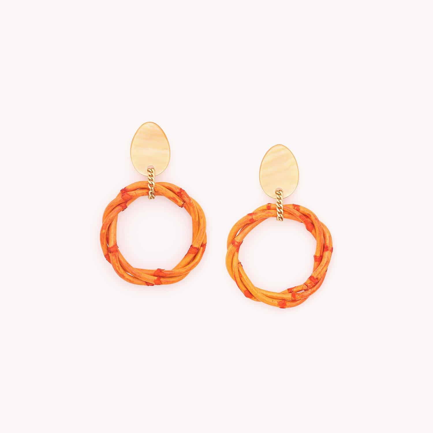 Boucles d'oreille Bam Boo bambou nacre dorée 12--79941 Nature Bijoux