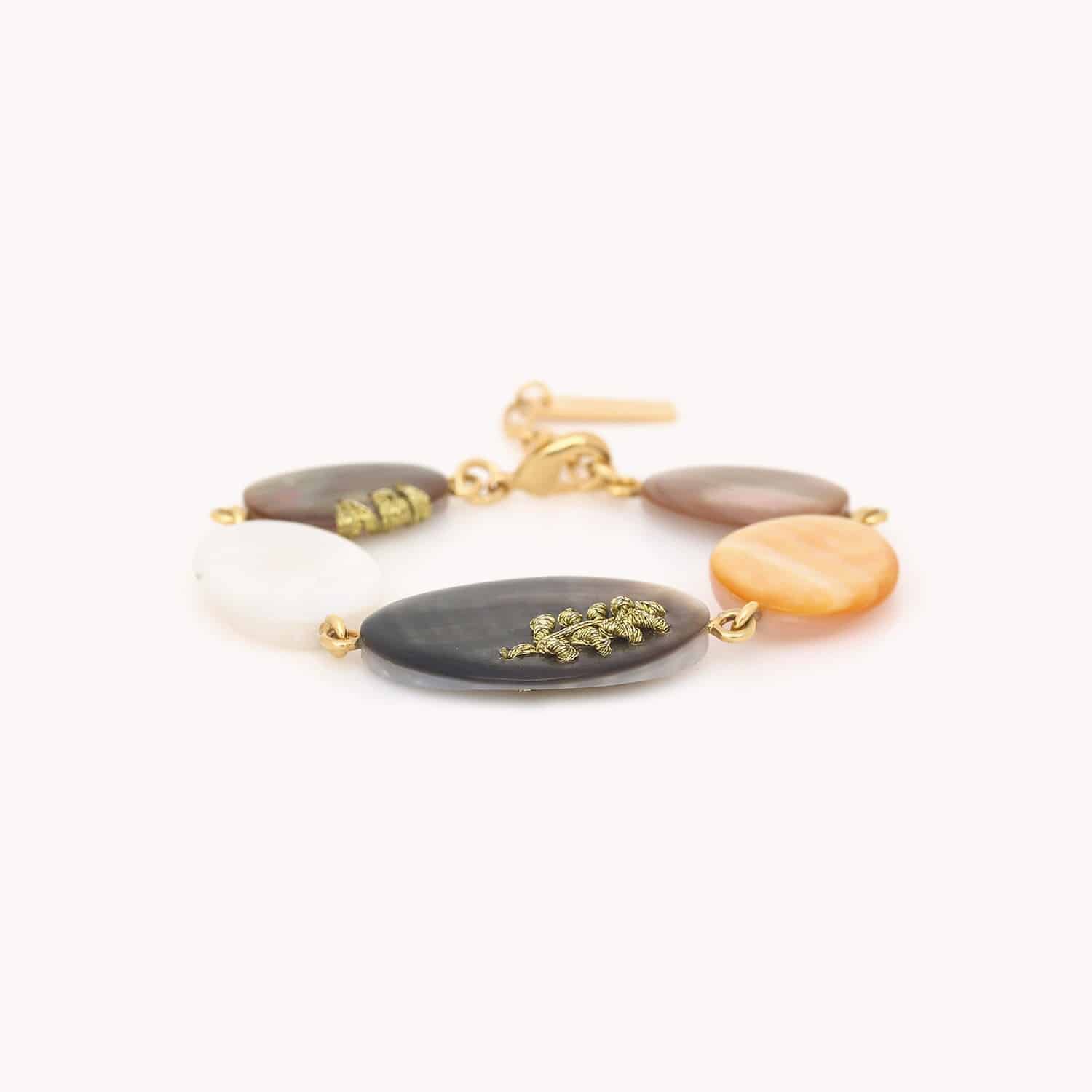 Bracelet Nature Bijoux Calliope nacre brune et laiton 13--44090