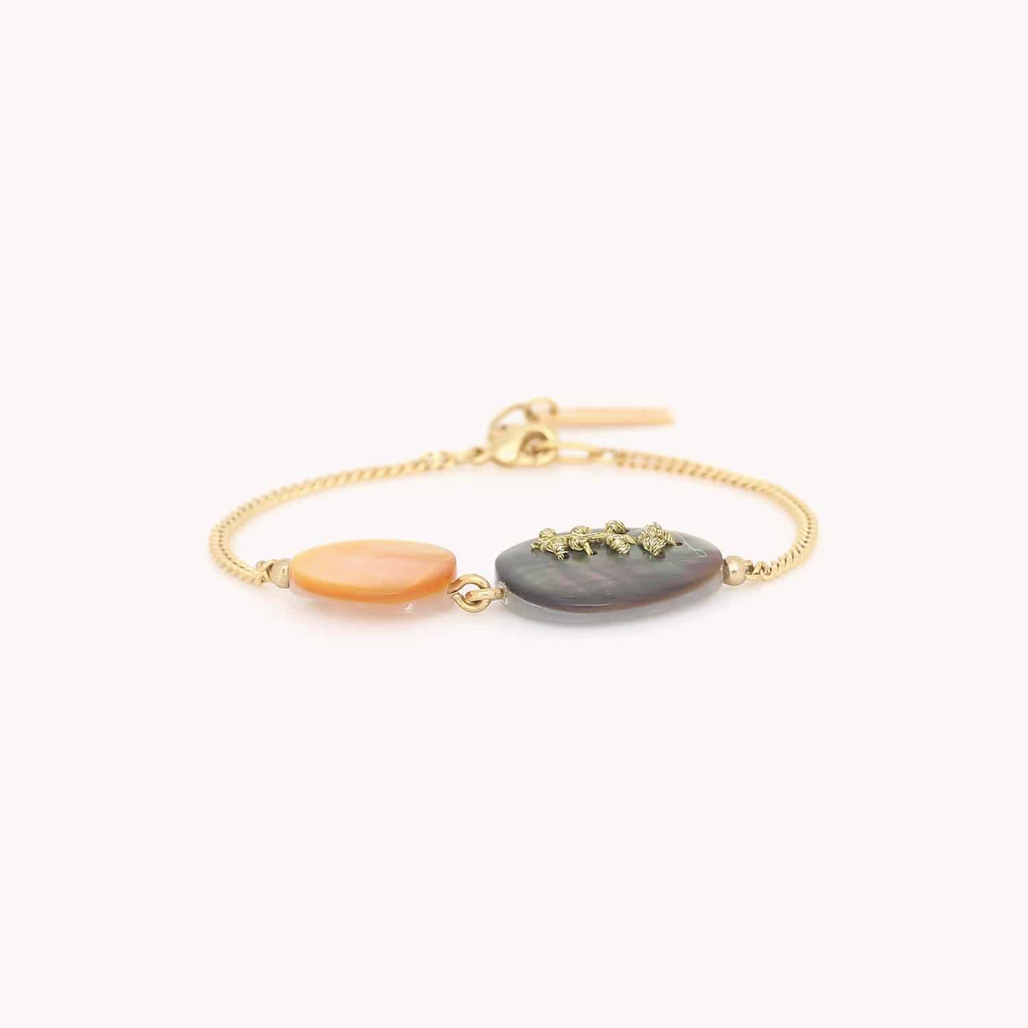 Bracelet Calliope nacre dorée et noire 13--44092 Nature Bijoux