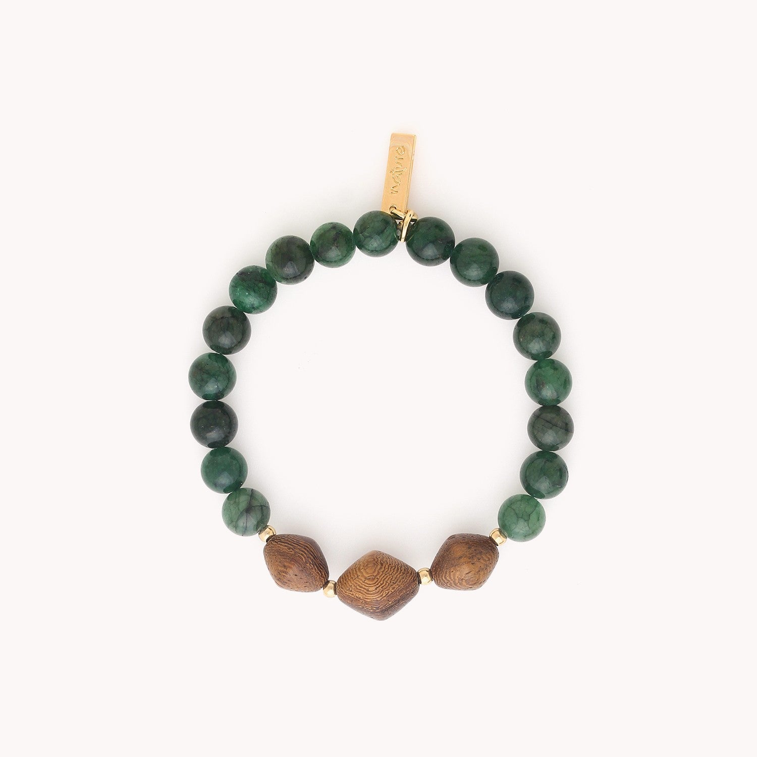 Détail bracelet bois roblès vert aventurine Nature Bijoux SKU 13--44132