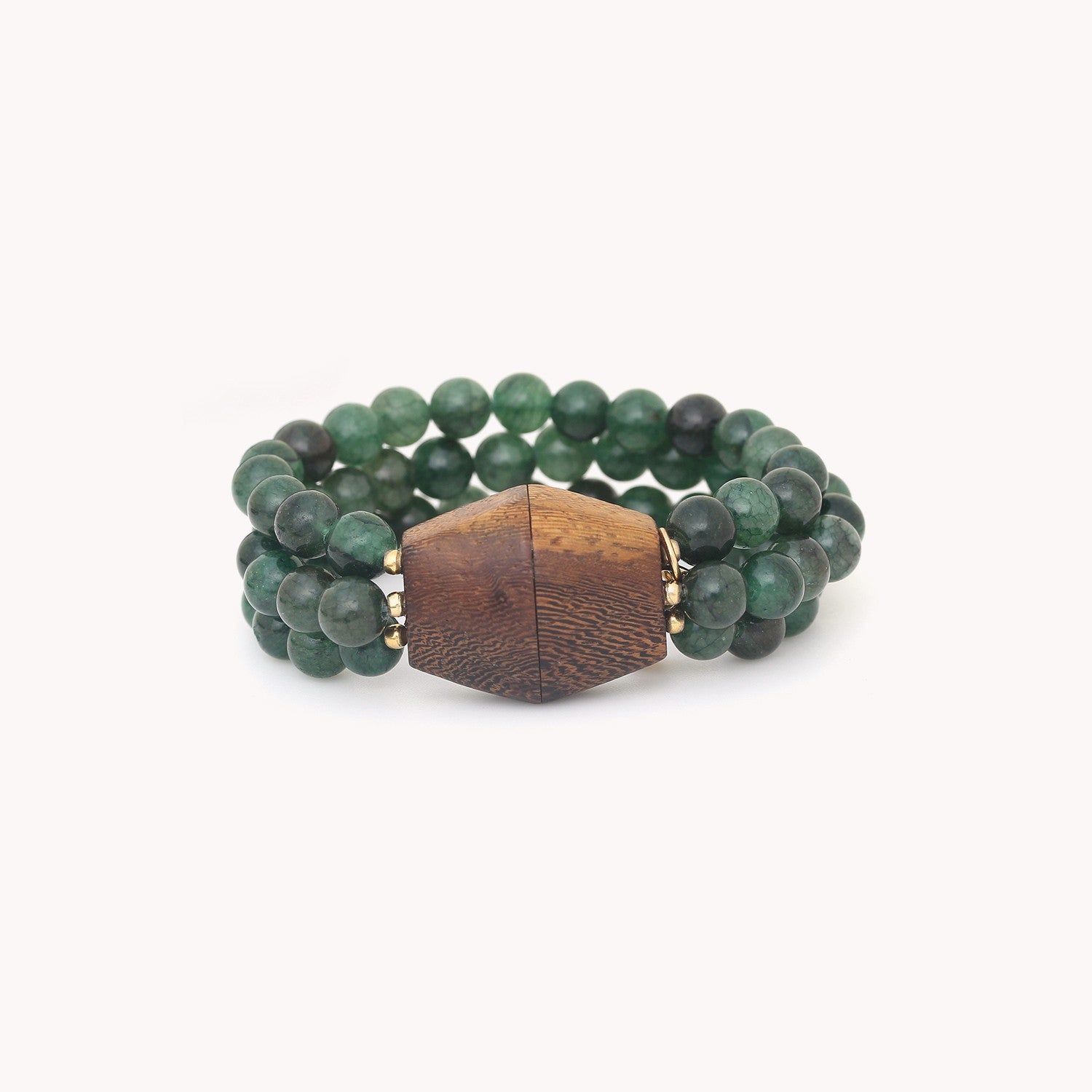 Bracelet Aventurine 3 rangs aventurine verte bois 13--44133 Nature Bijoux