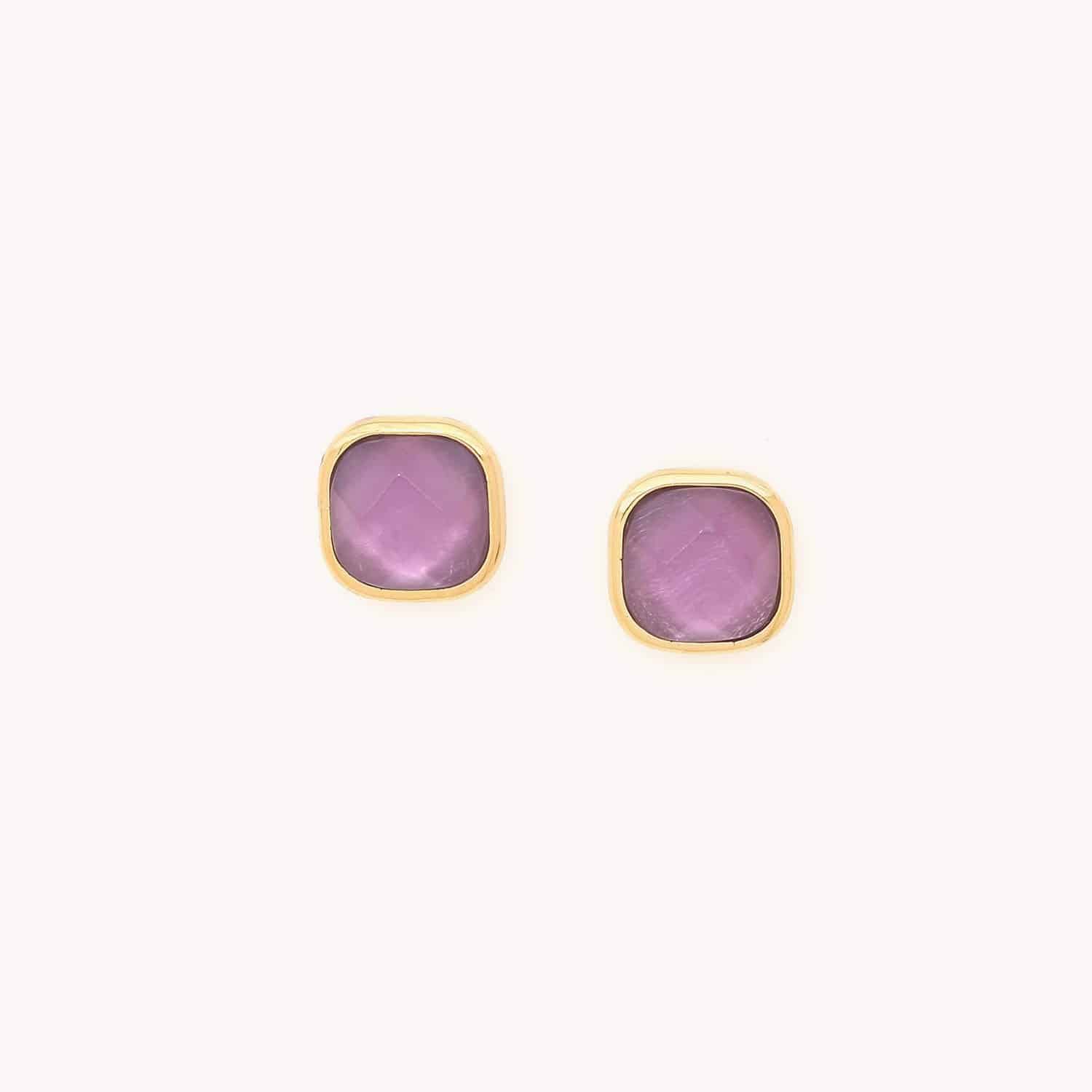 Boucles d'oreilles Lavender puces carrées en coquillage Capiz 12--90108 Nature Bijoux
