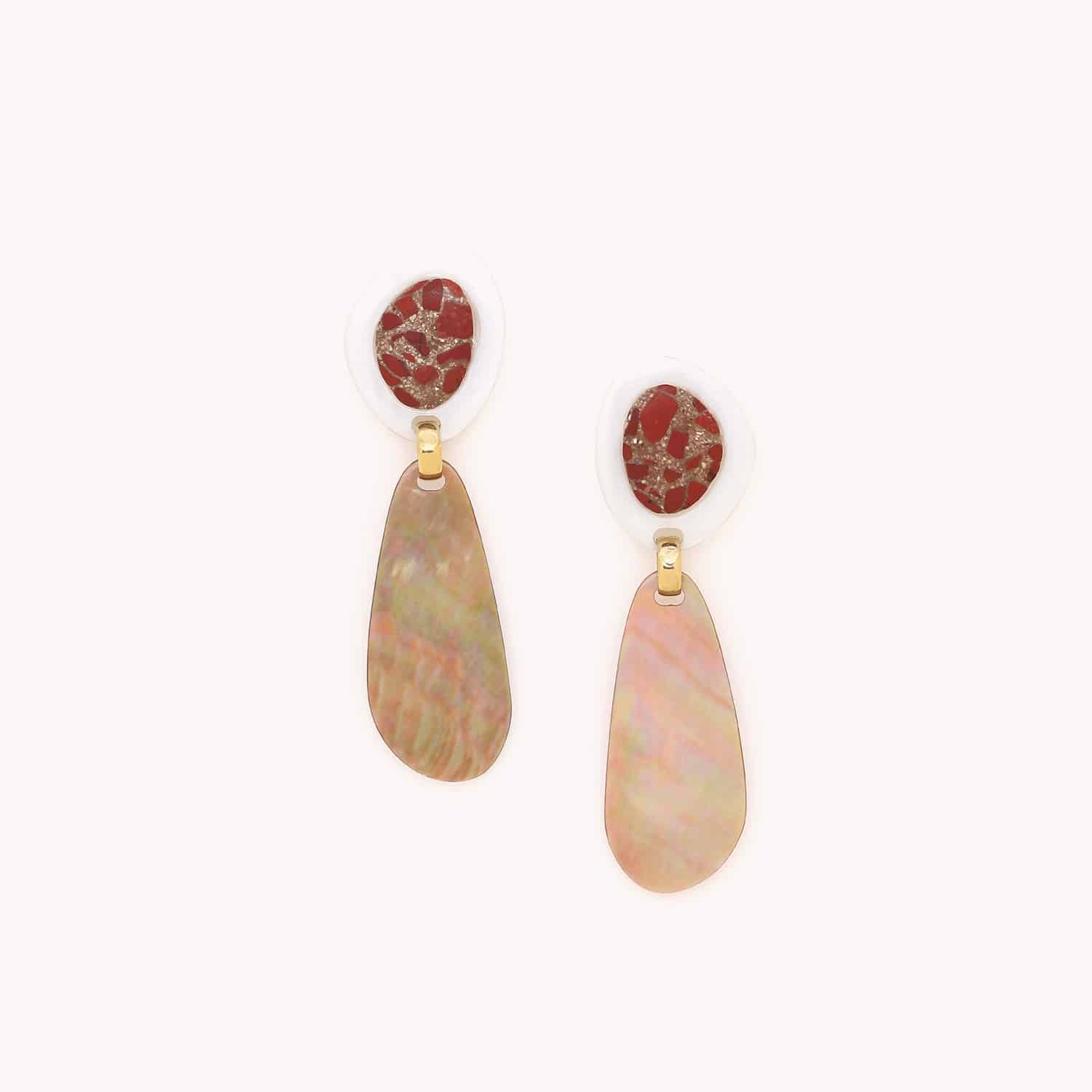 Boucles d'oreille Milano nacre brune 12--90183 Nature Bijoux