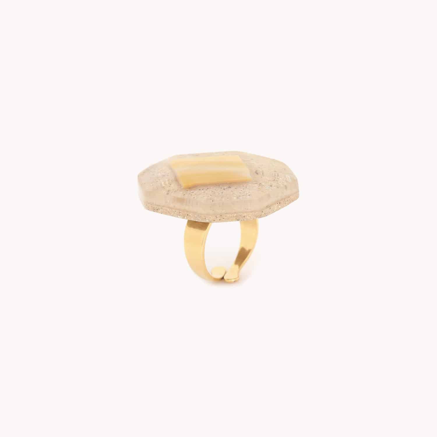 Détail matière nacre dorée laiton bague 19--25700 Nature Bijoux