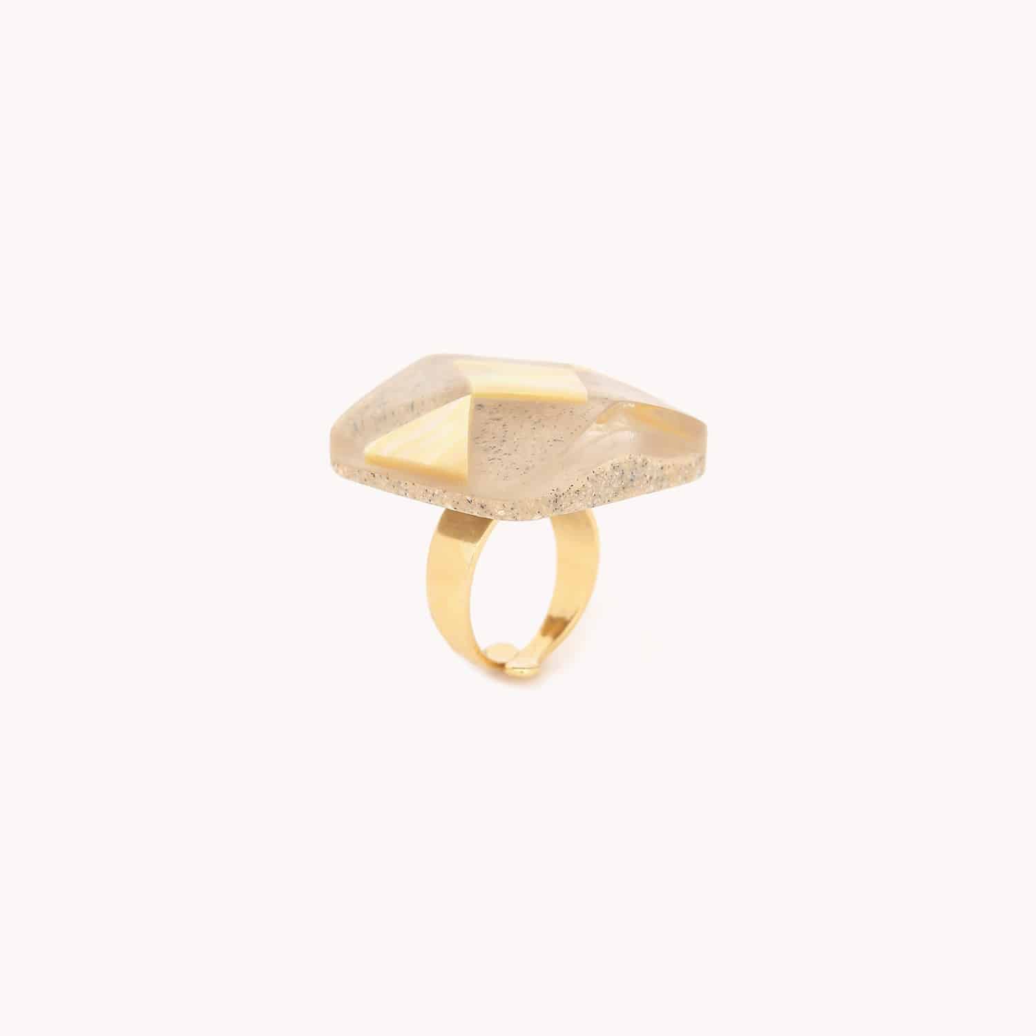 Bague détail matière nacre dorée 19--25701 Nature Bijoux
