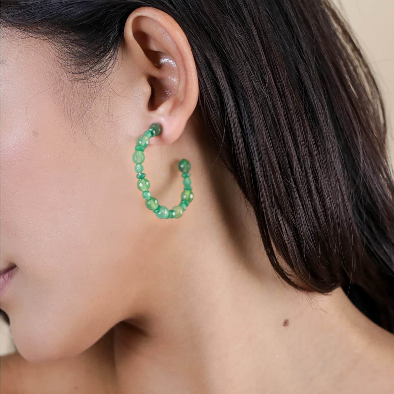Détail agate verte boucles d'oreilles 12--90243 Nature Bijoux
