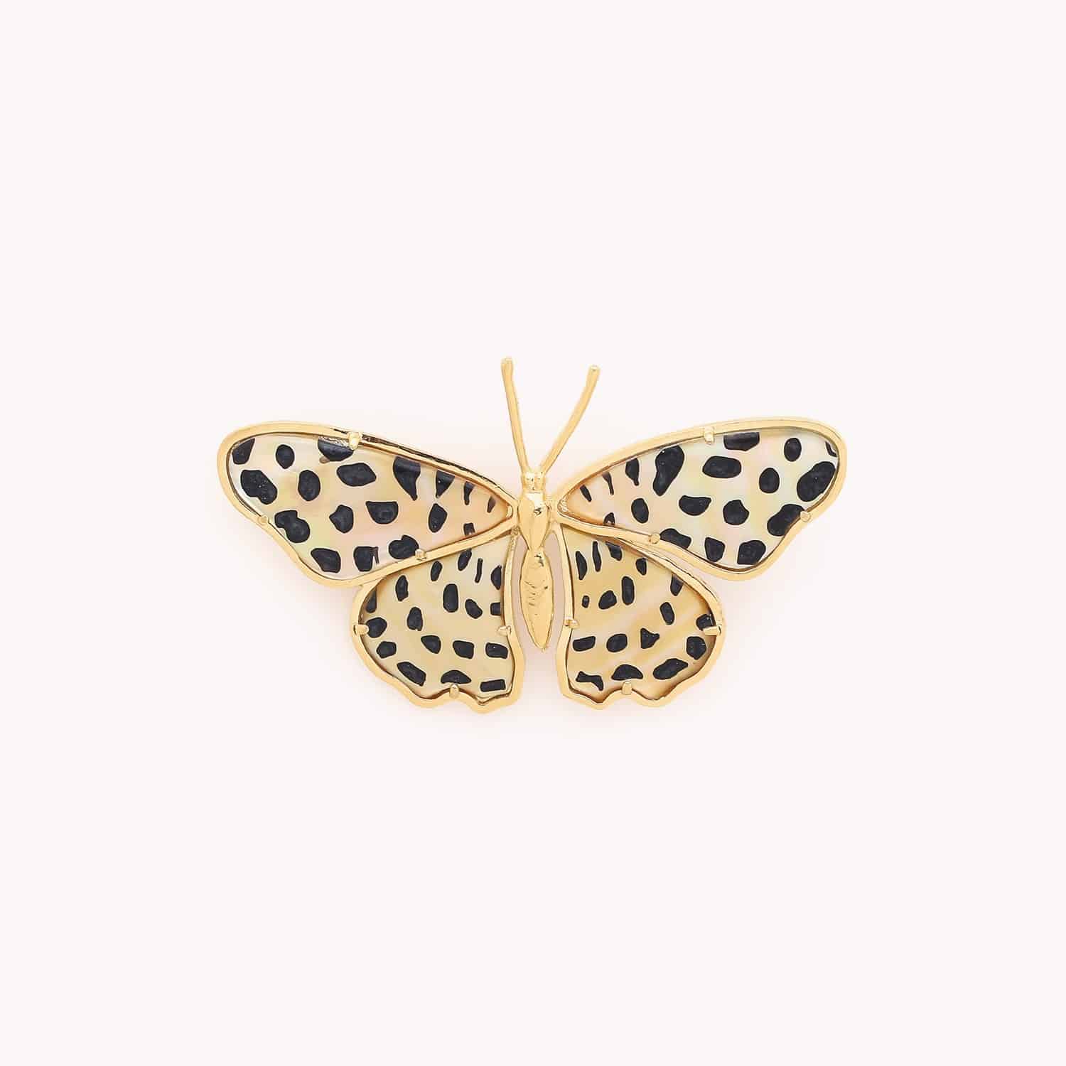 Broche Mariposa papillon nacre dorée laiton 10--23911 Nature Bijoux