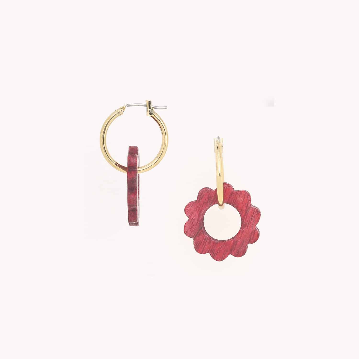 Boucles d'oreilles Fleurette bois laiton tamarinier 12--90120 Nature Bijoux