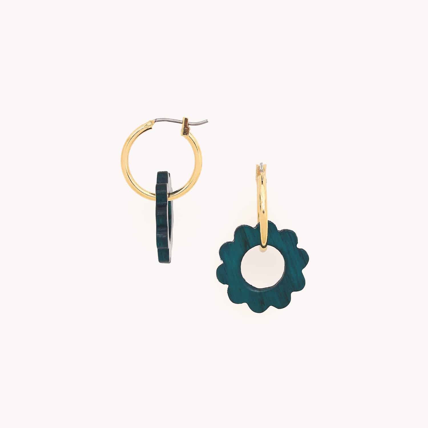 Boucles d'oreilles Fleurette bois tamarinier laiton 12--90121 Nature Bijoux