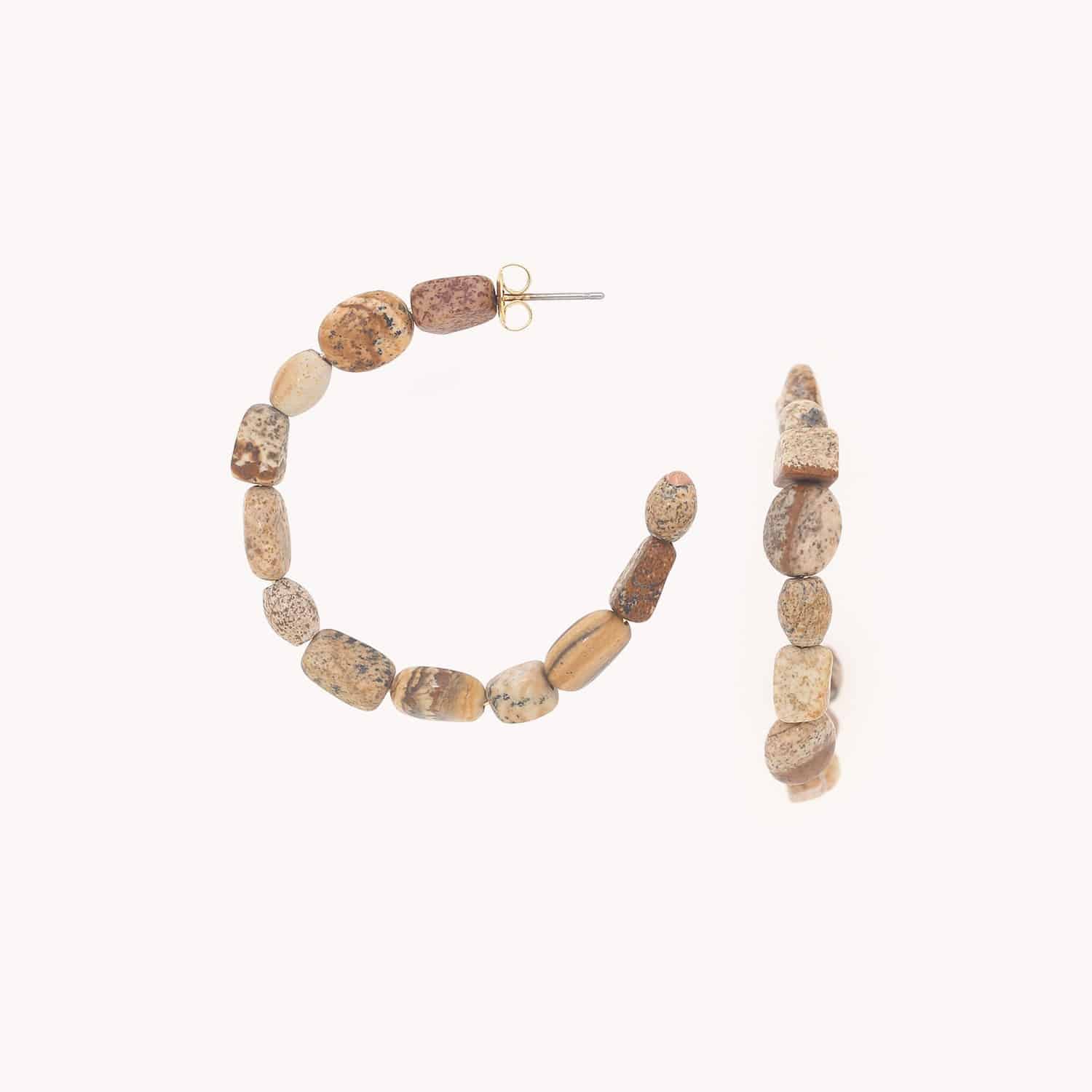 Boucles d'oreille Archipel jaspe paysager 12--90237 Nature Bijoux