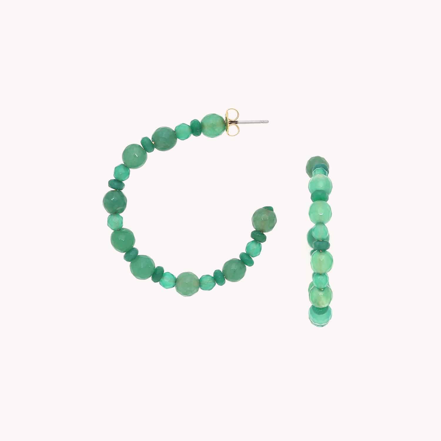 Boucles d'oreilles Archipel en agate verte 12--90243 Nature Bijoux