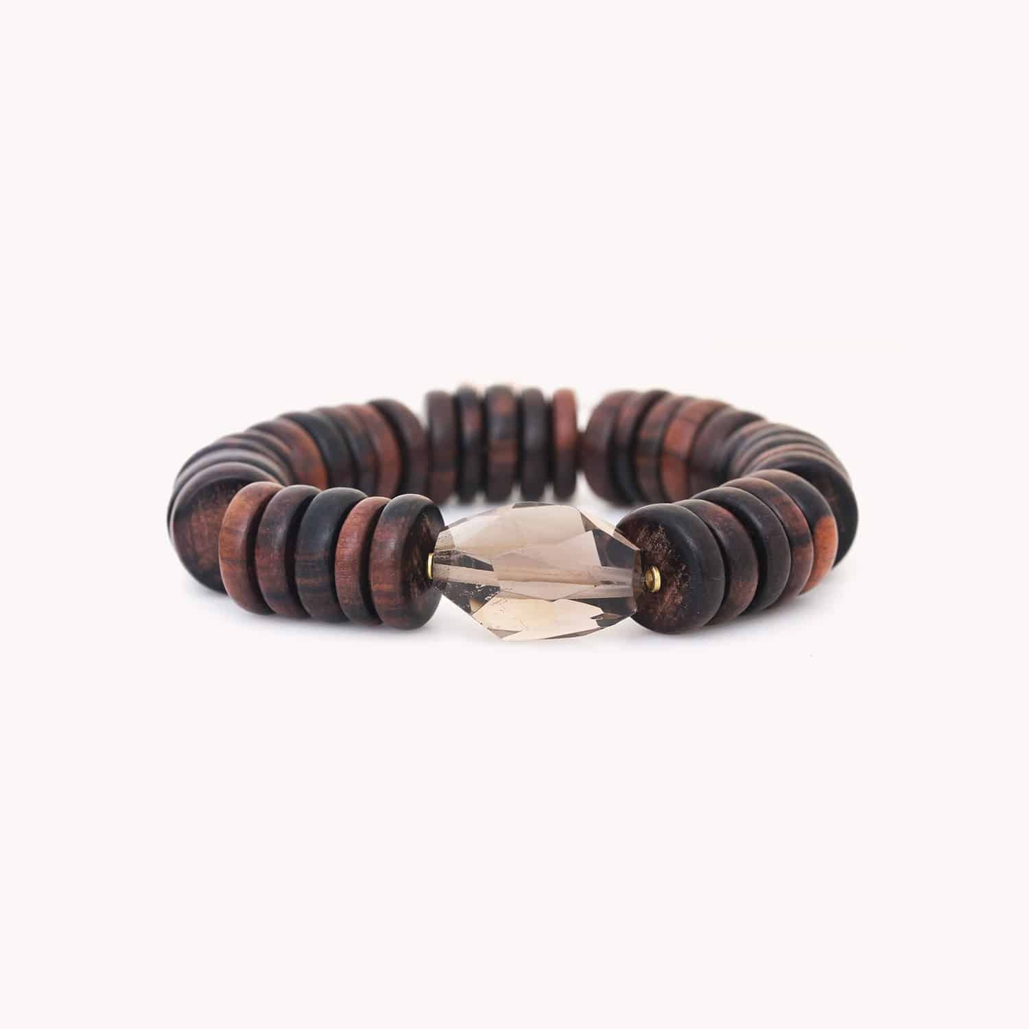 Bracelet Nature Bijoux Ebony extensible ébène quartz fumé 13--44021