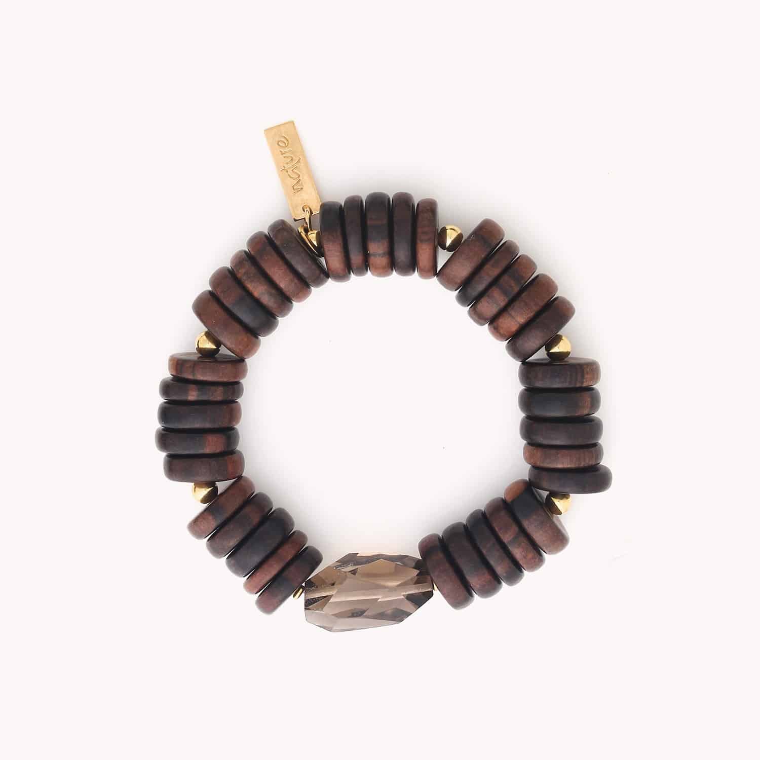 Bracelet Ebony détail matières ébène quartz fumé 13--44021
