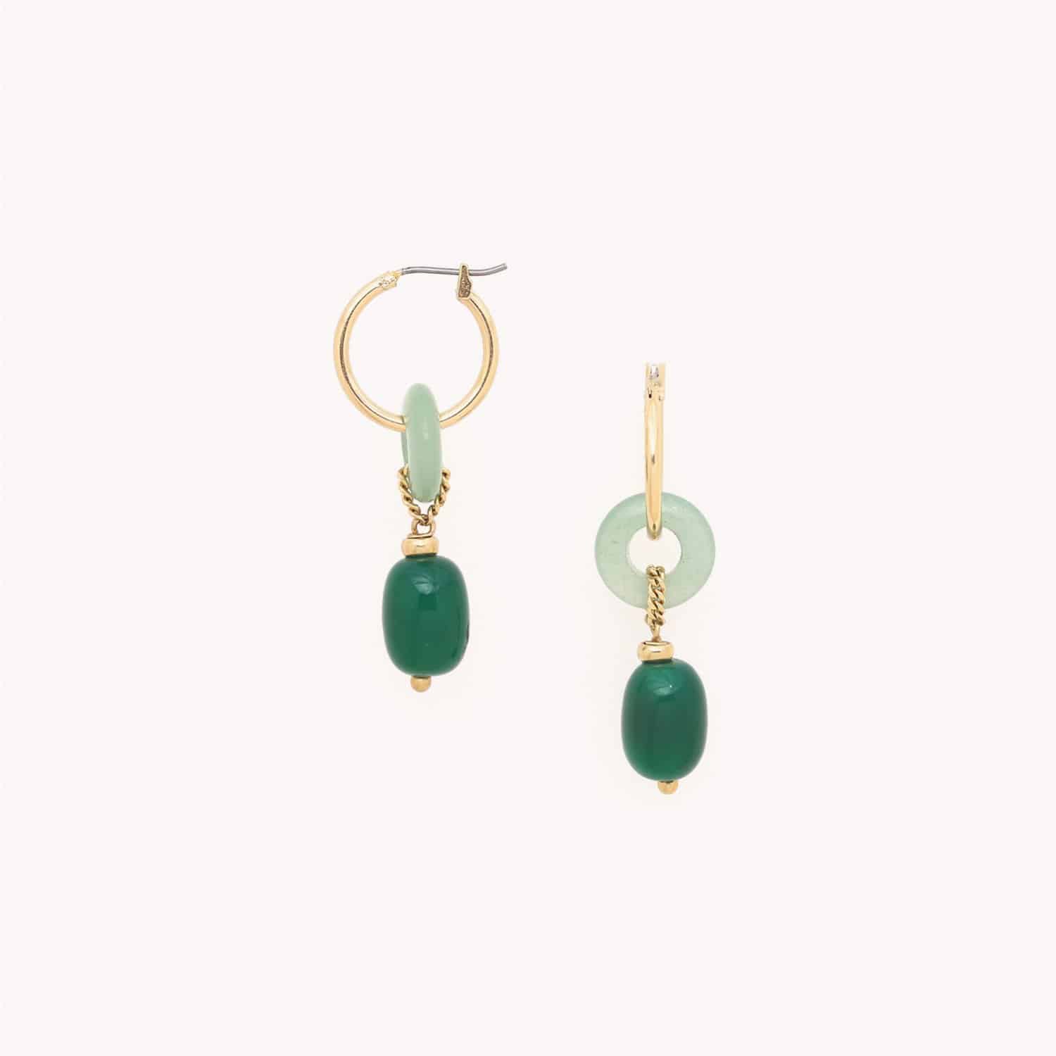 Boucles d'oreilles Agata Verde laiton 12CP90220 Nature Bijoux