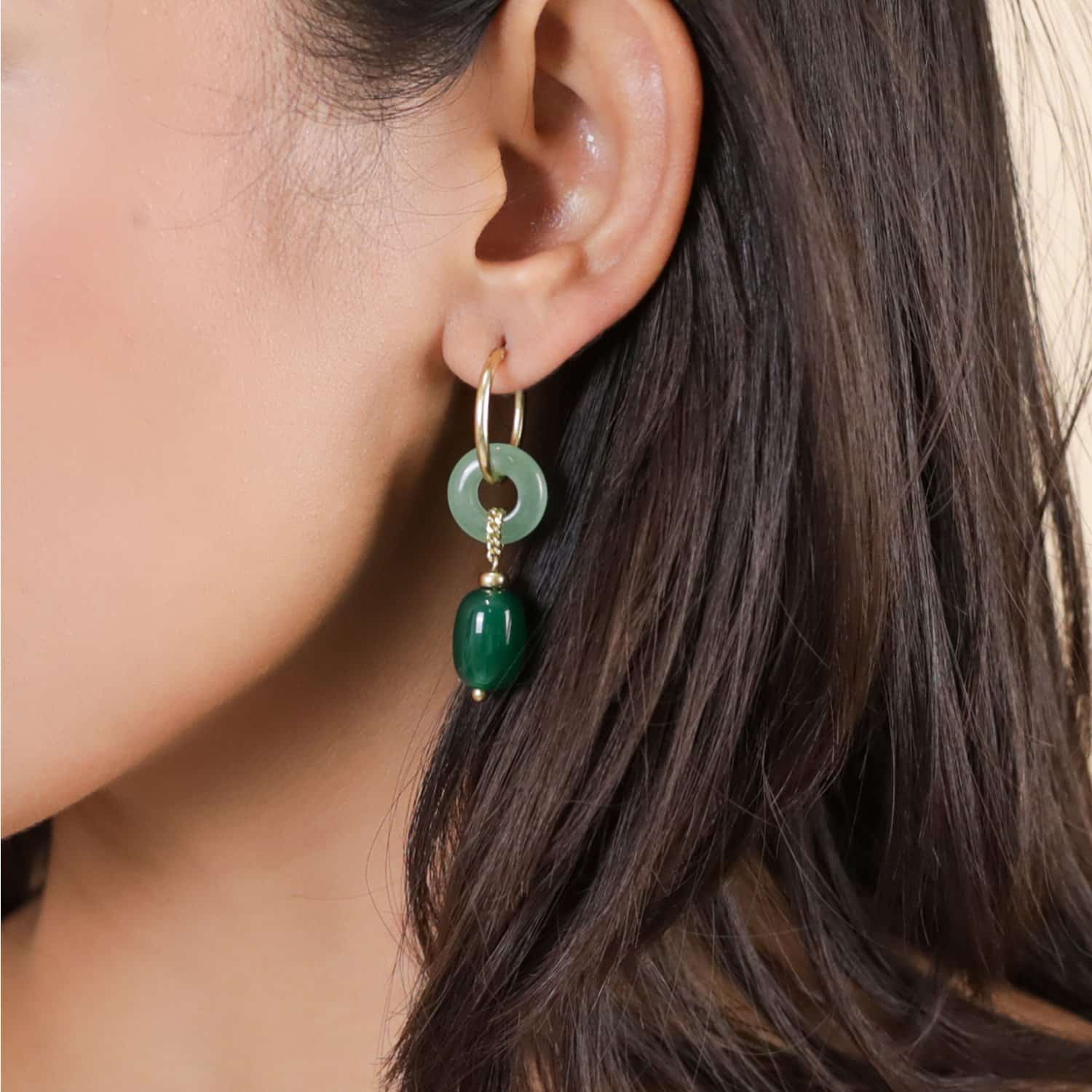 Boucles d'oreilles Agata Verde détail laiton 12CP90220 Nature Bijoux