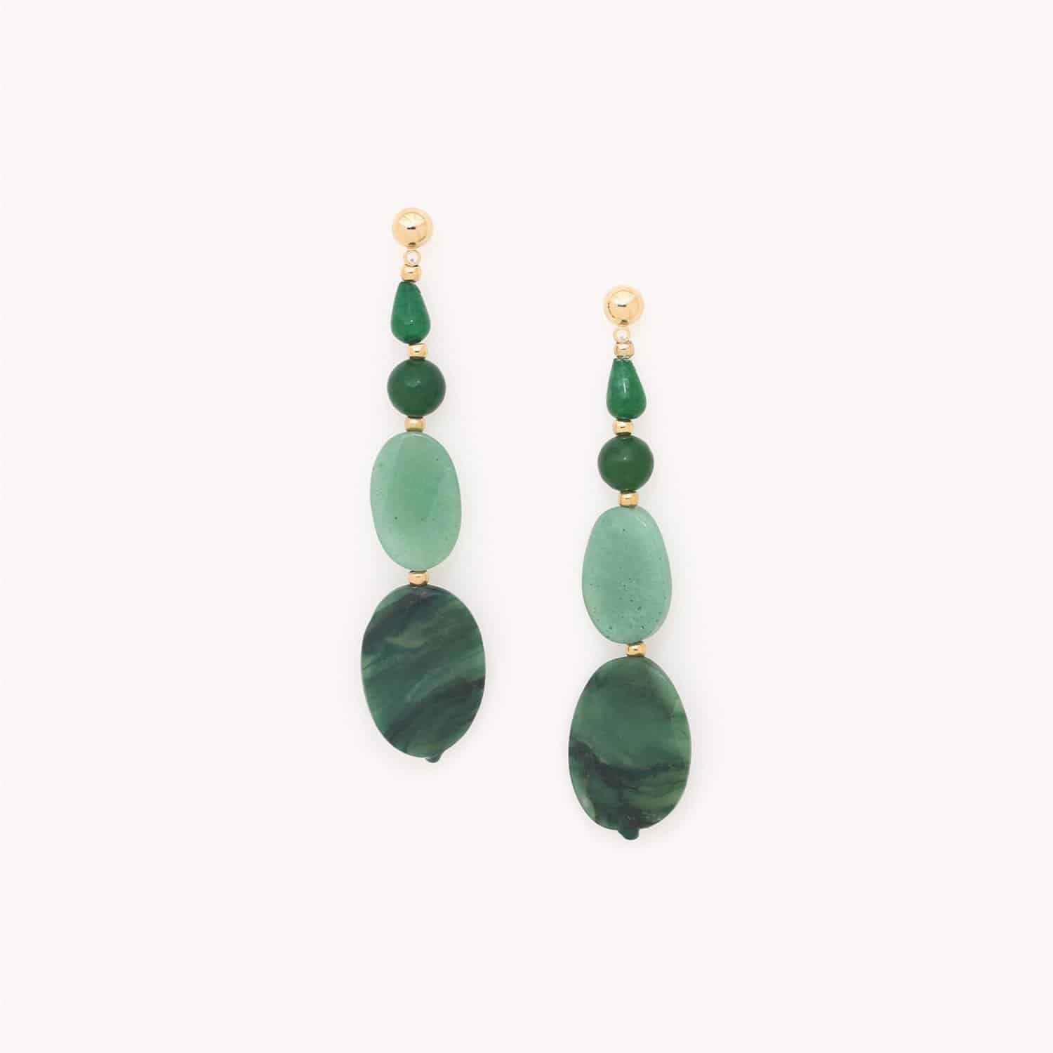 Boucles d'oreilles longues collection Agata Verde en nacre et laiton 12CP90221 Nature Bijoux