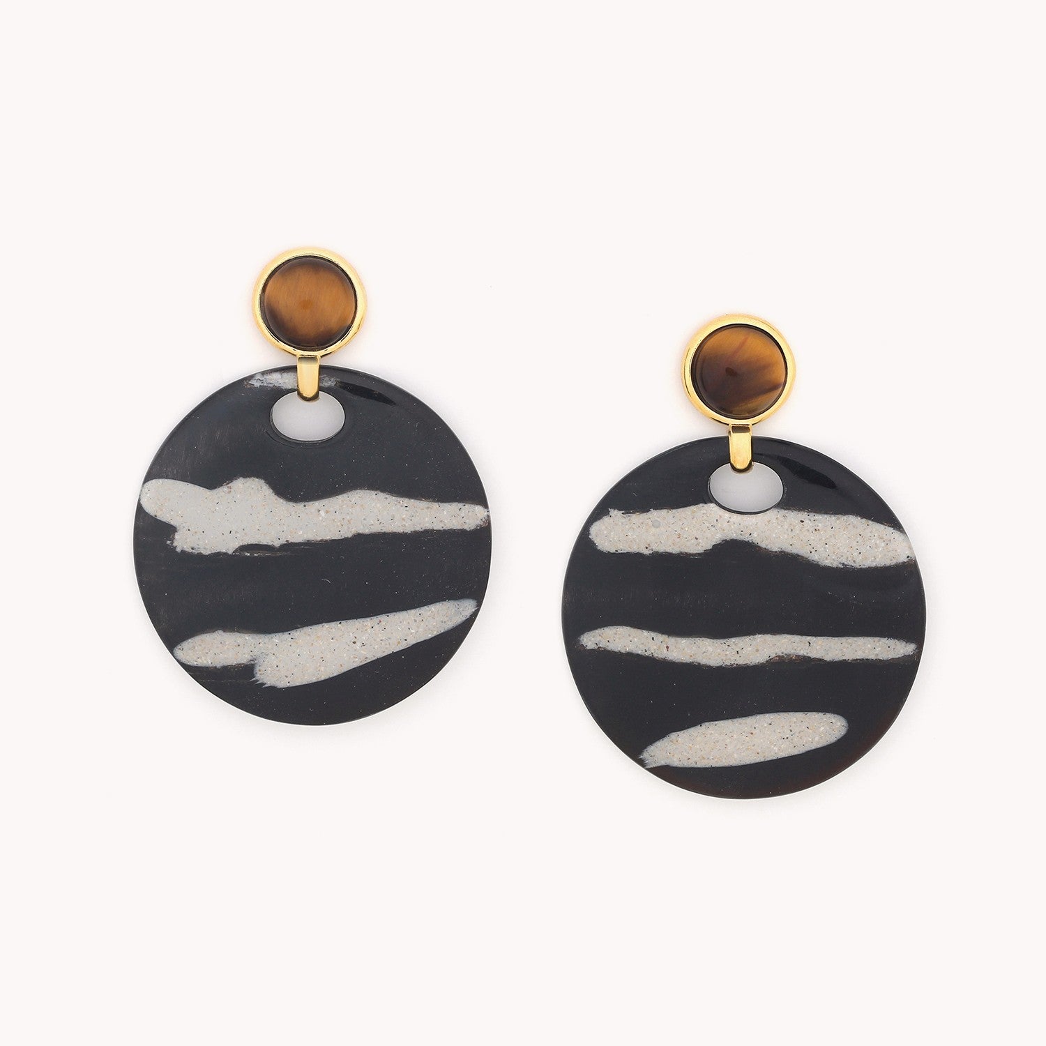 Boucles d'oreilles Nature Bijoux Zebra en laiton oeil de tigre corne sable 12CP79720