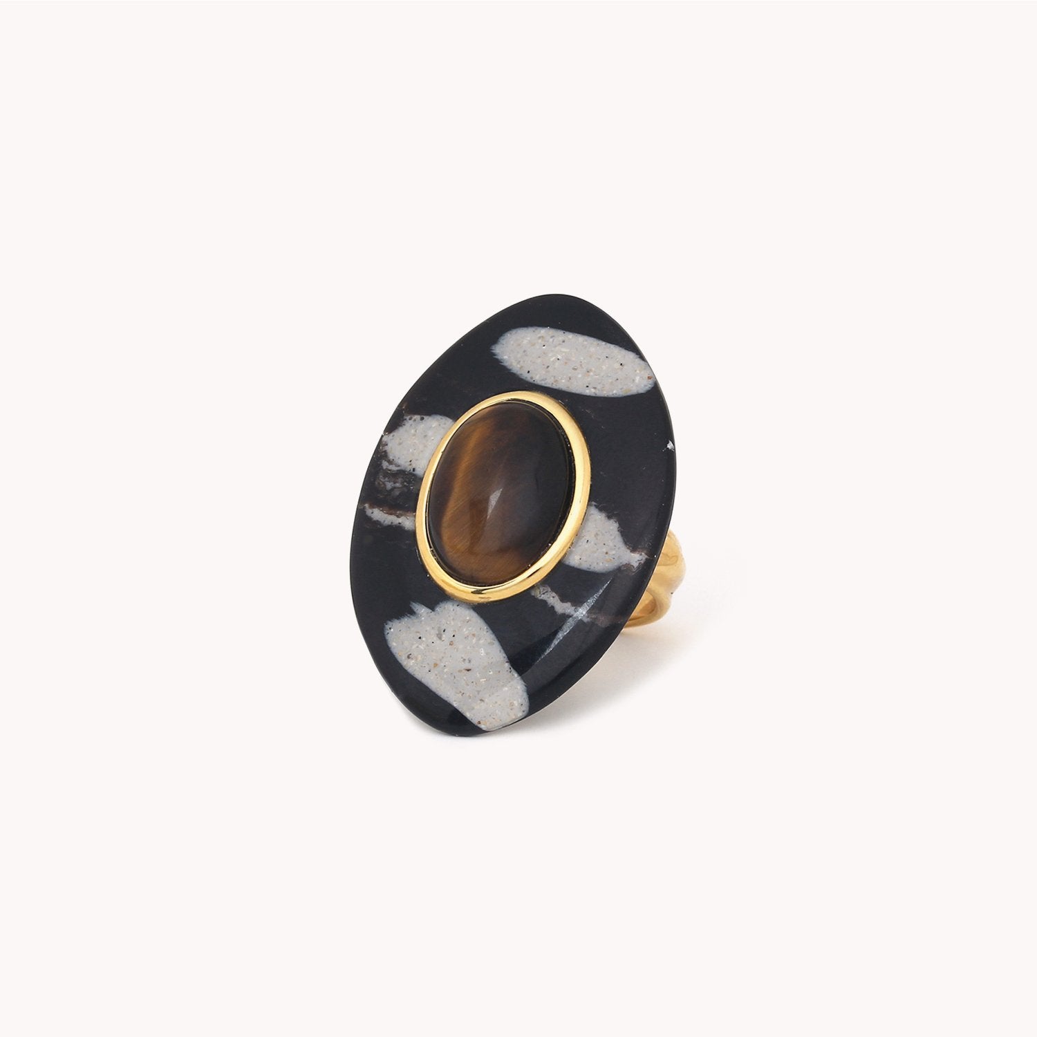 Bague collection Zebra corne noire ovale 19CP25670 Nature Bijoux