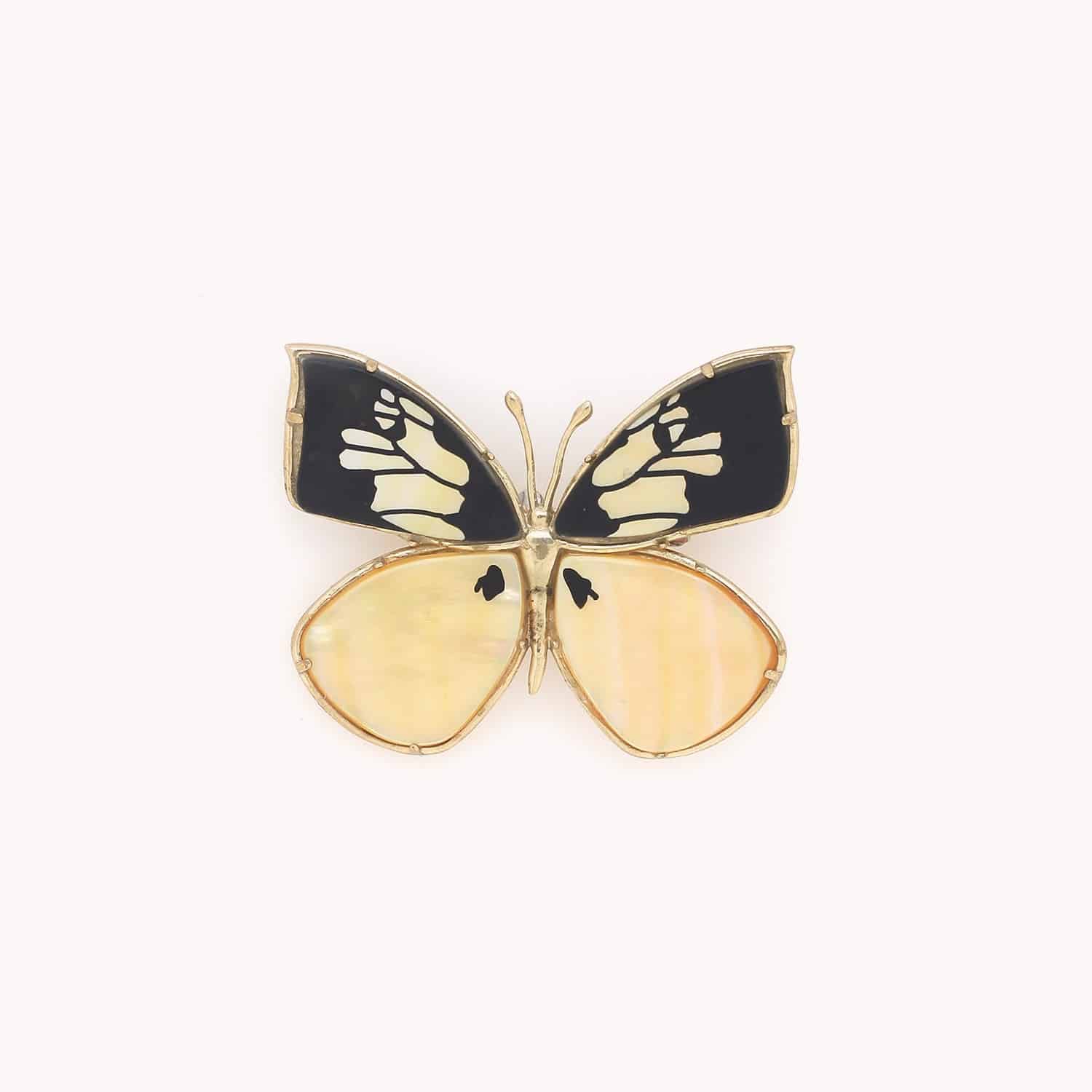 Broche Nature Bijoux Mariposa papillon nacre dorée 10--23907