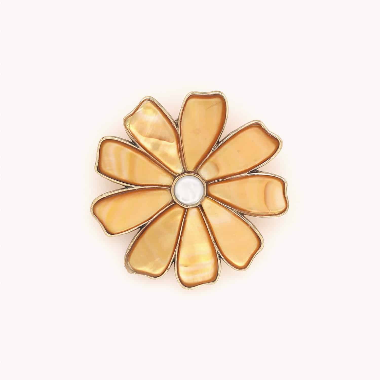 Broche Botanic fleur pétales nacre dorée 10--23931 Nature Bijoux