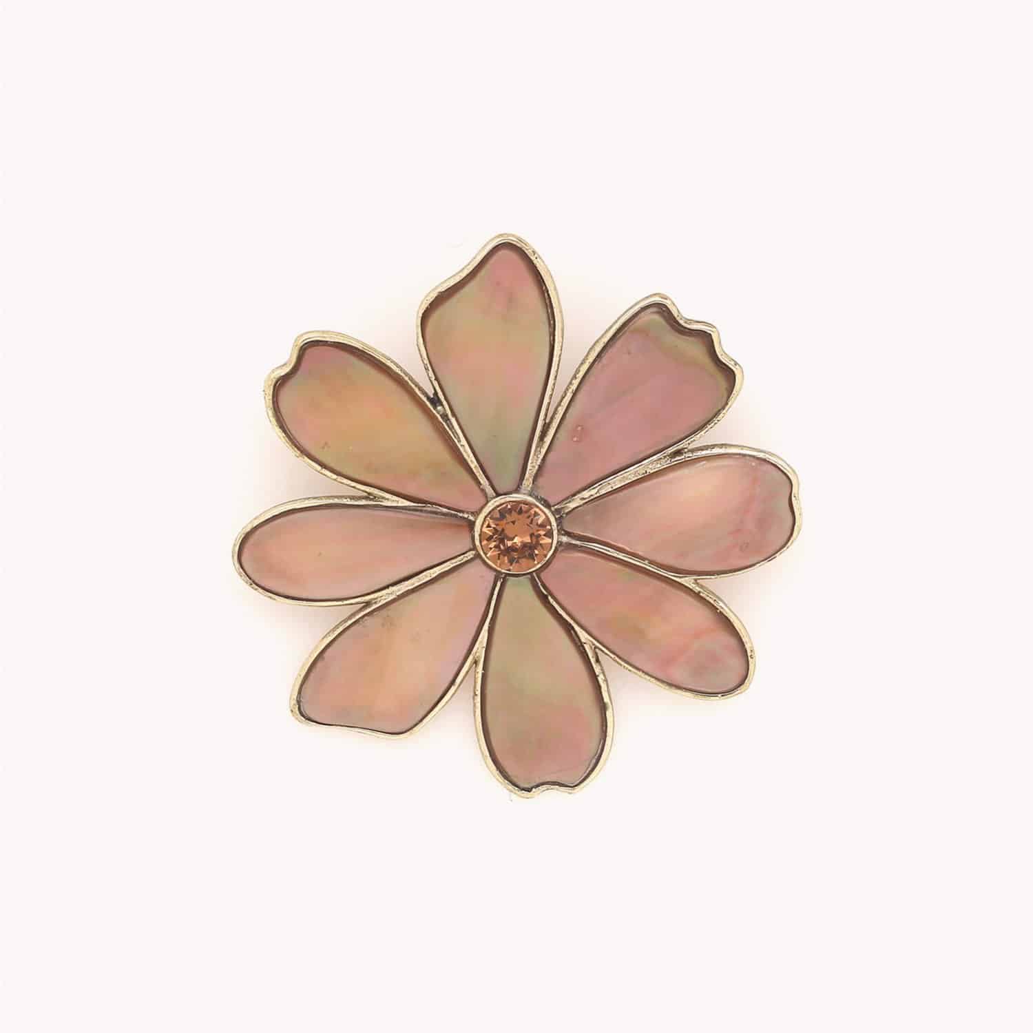 Broche Botanic aux pétales en nacre brune 10--23932 Nature Bijoux