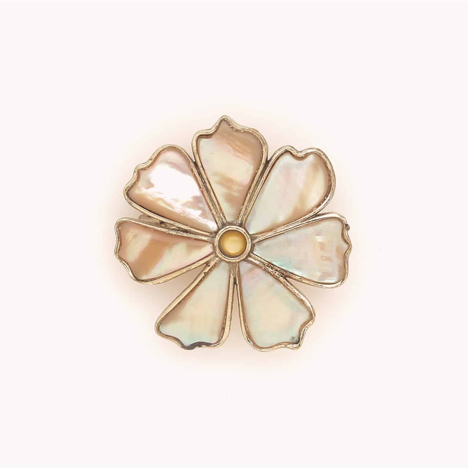 Broche Nature Bijoux Botanic Abalone Rose et Laiton 10--23935