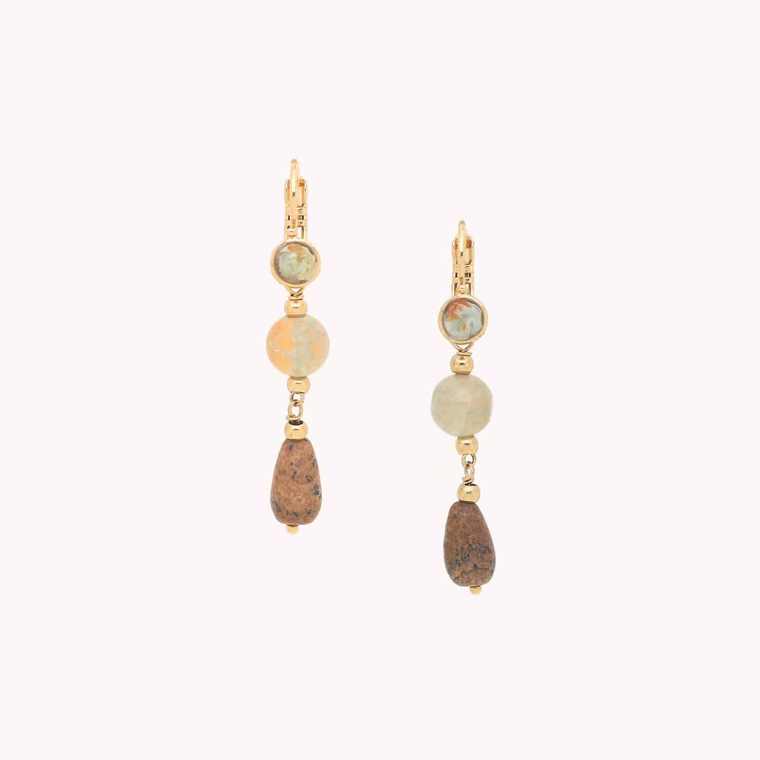 Boucles d'oreille Drizzling dormeuses jaspe 12--90411 Nature Bijoux
