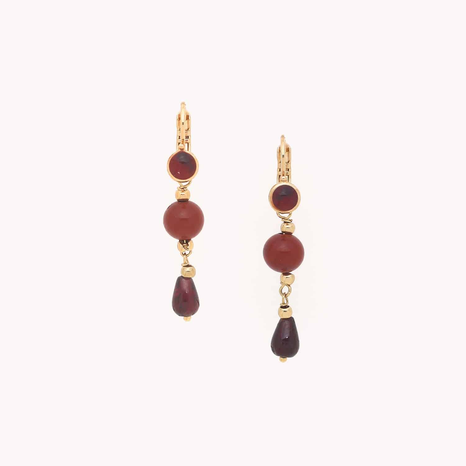 Boucles d'oreilles Nature Bijoux Drizzling dormeuses goutte grenat 12--90413
