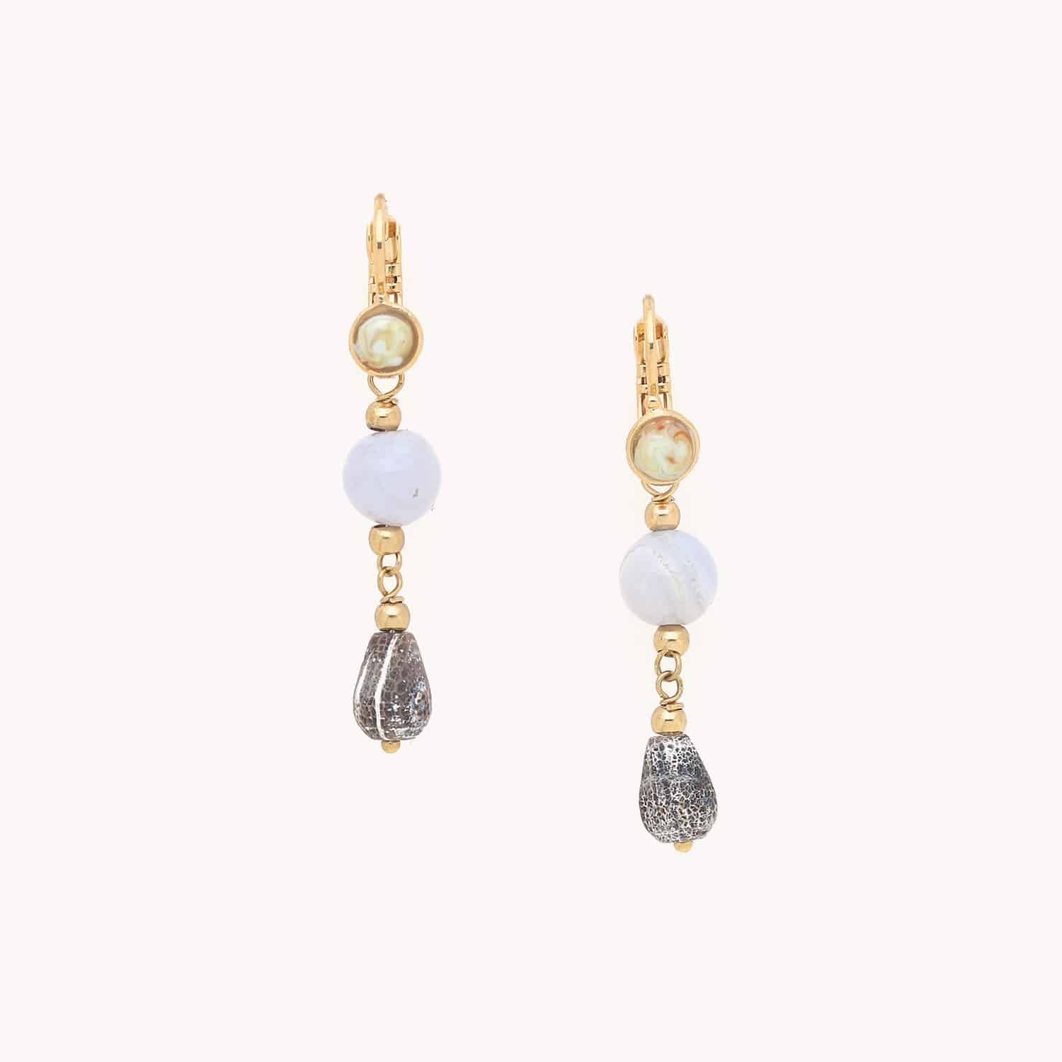 Boucles d'oreille Nature Bijoux Drizzling Agate 12--90415 dormeuses
