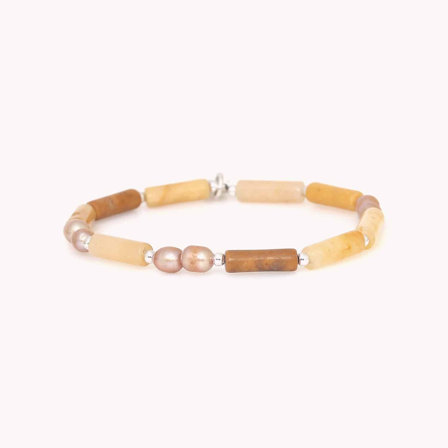 Bracelet Cheyenne Jaspe Jaune et Perles d'eau Douce 13--44340 Nature Bijoux