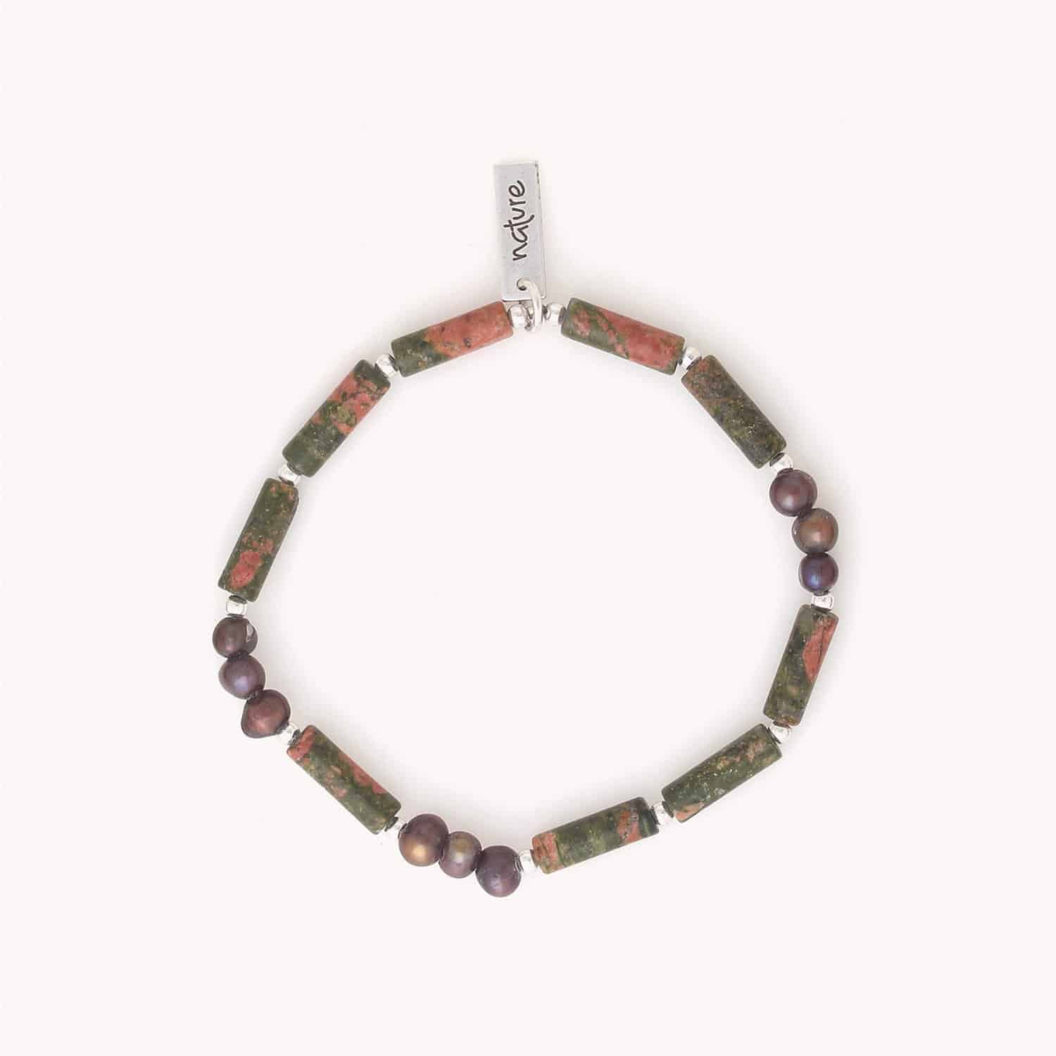 Détail perles d'eau douce et unakite 13--44343 Nature Bijoux