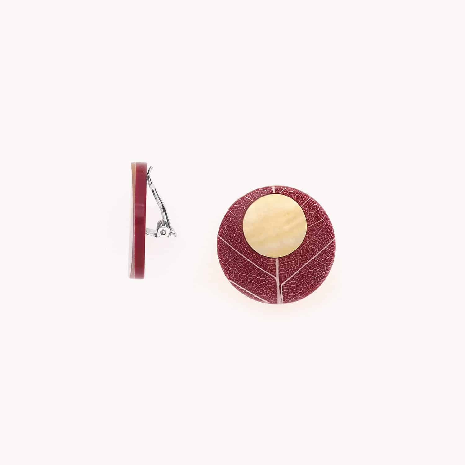 Boucles d'oreilles Nature Bijoux Ficus Carica Nacre dorée Bordeaux 11--90262