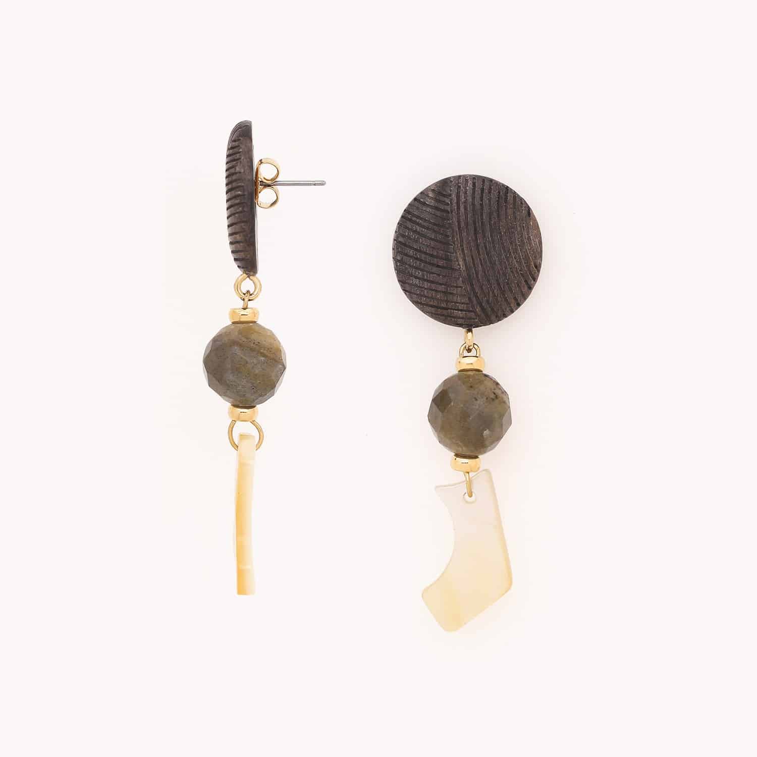 Détail nacre dorée boucles d'oreilles 12--90251 Nature Bijoux
