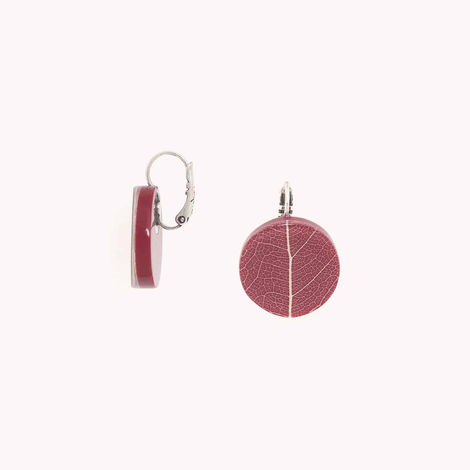Détail matière feuille bordeaux 12--90268 Nature Bijoux