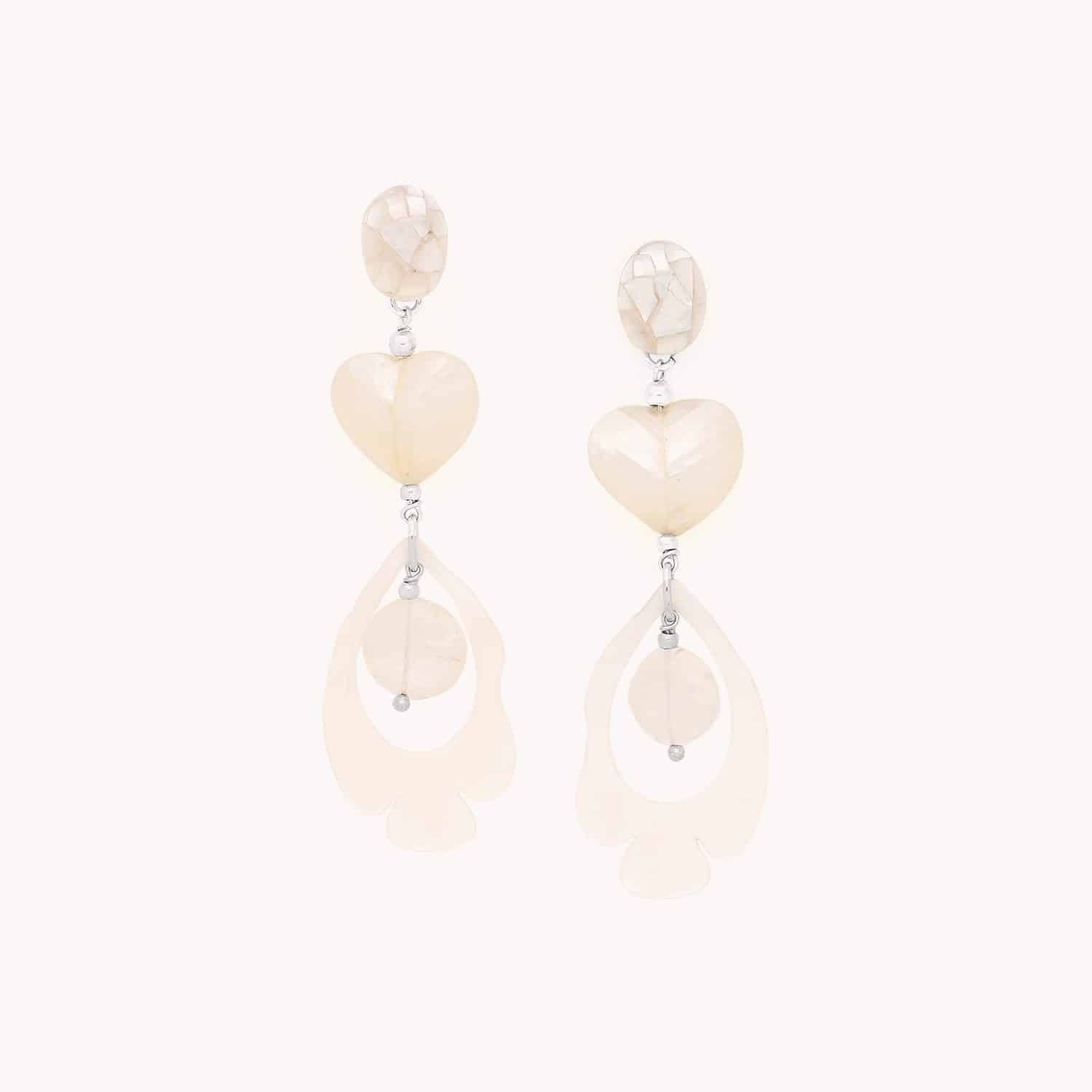 Boucles d'oreilles Les Cyclades nacre dorée cristal 12--90270 Nature Bijoux
